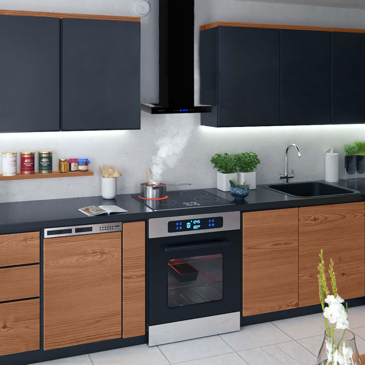 Berdsen BE-60E 60 cm must köögikubu - Image 8