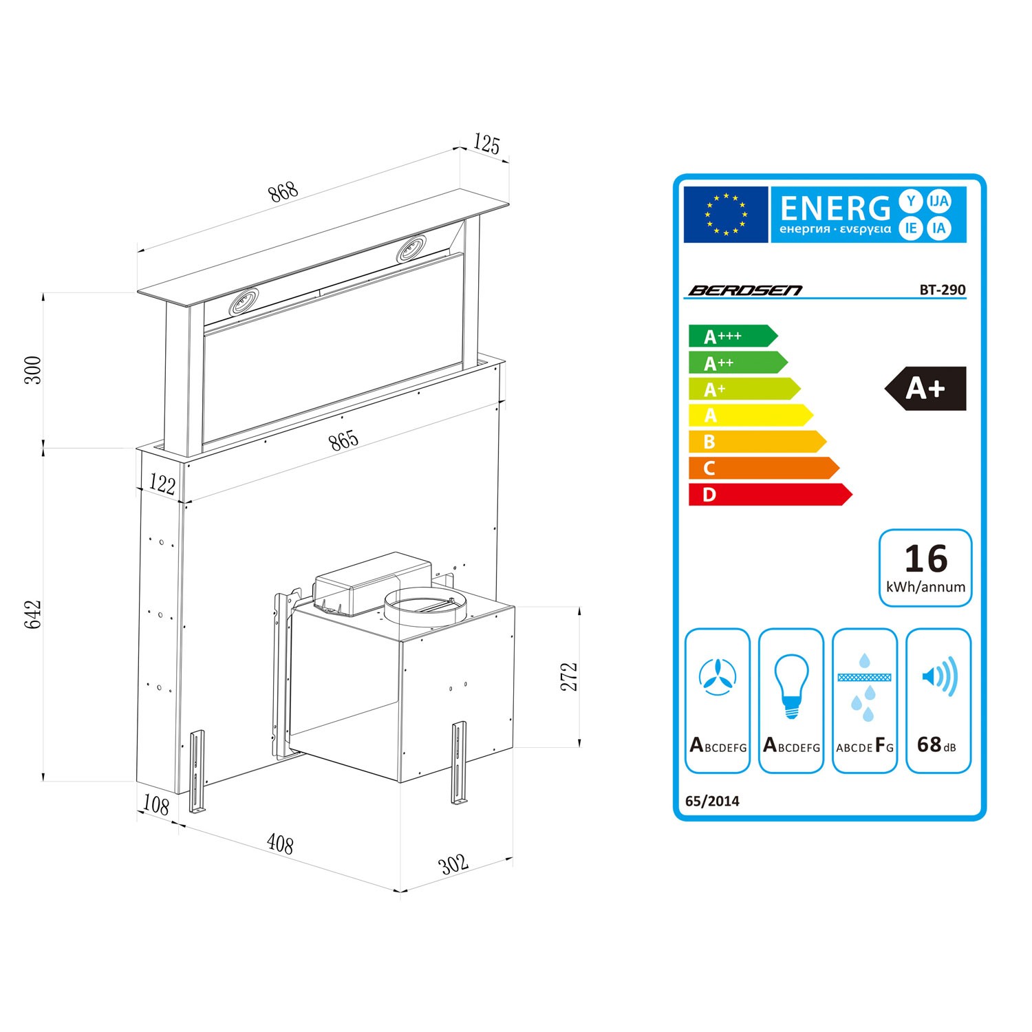 Tööpinnale paigaldatav õhupuhastaja 90 cm must BT-290 - Image 10