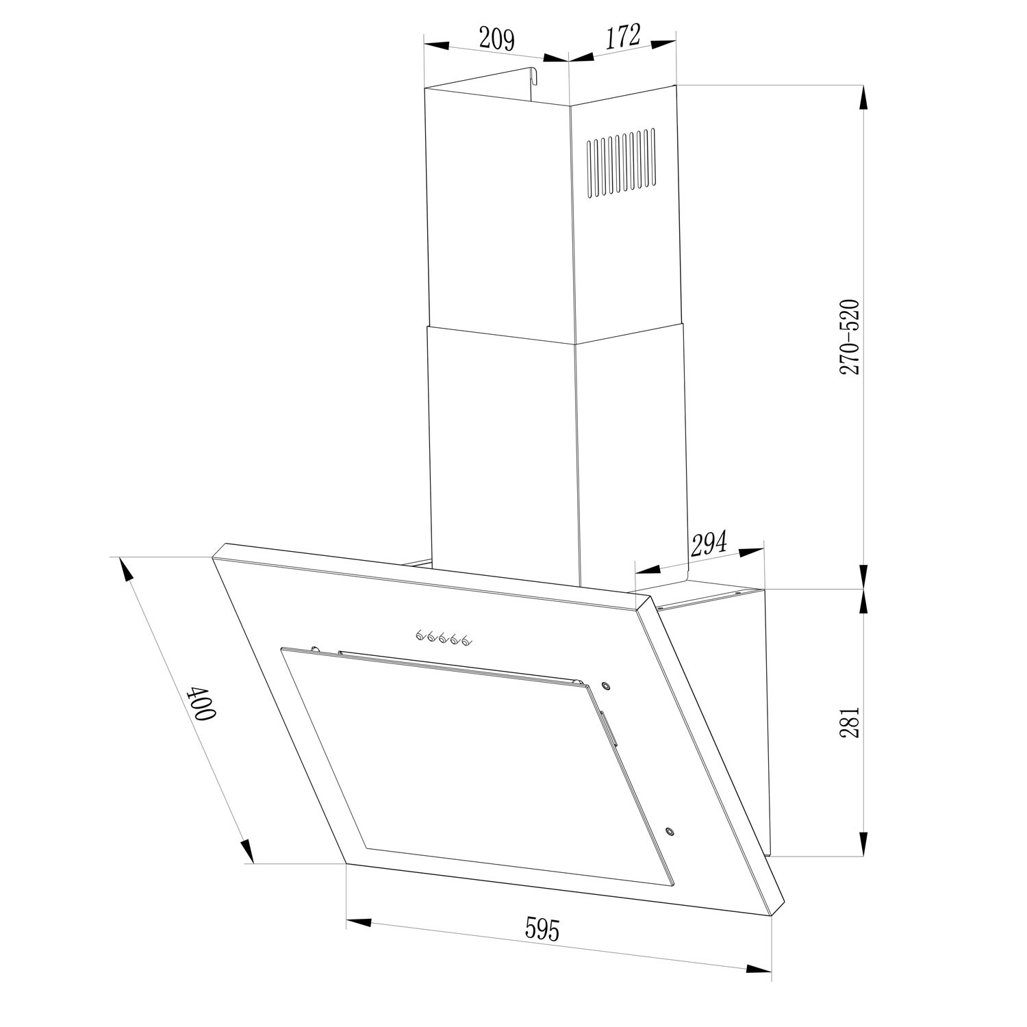 Berdsen BT-215 60 cm korstnaga õhupuhasti must - Image 5