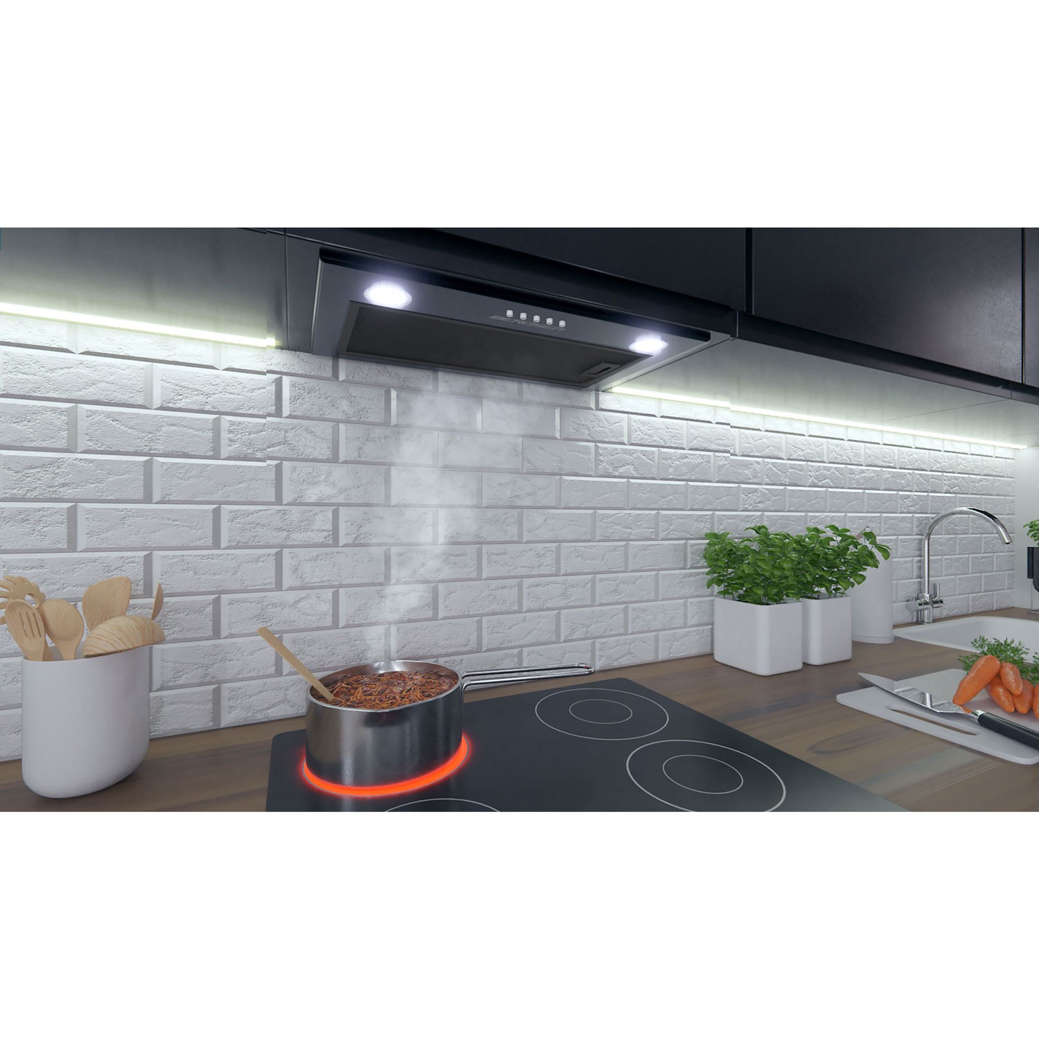 Köögikapi alla paigaldatav õhupuhasti 52 cm must BE-50 - Image 4