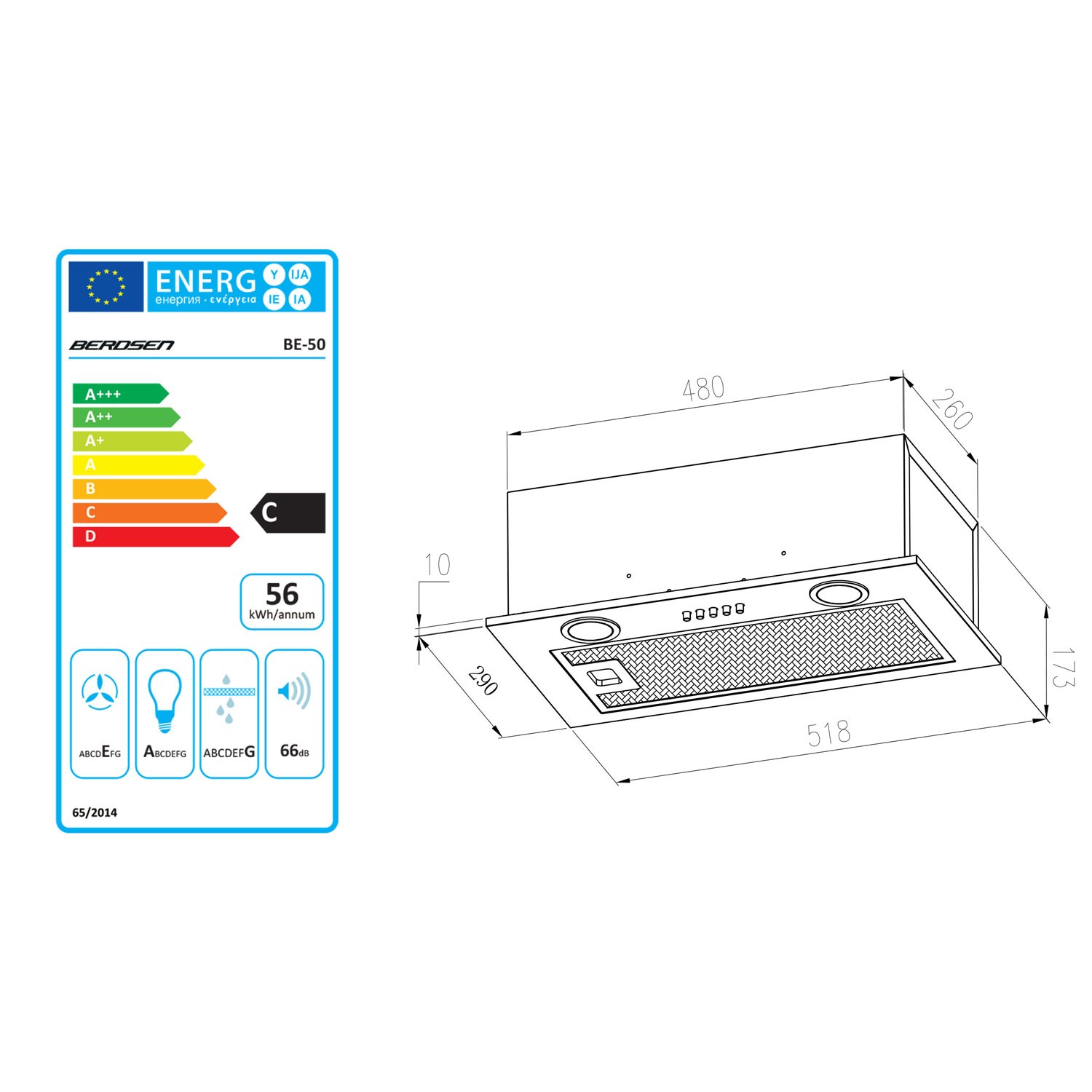 Köögikapi alla paigaldatav õhupuhasti 52 cm must BE-50 - Image 7