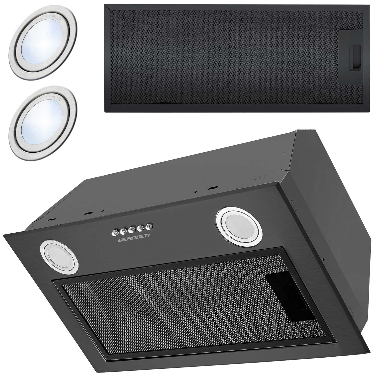 Köögikapi alla paigaldatav õhupuhasti 52 cm must BE-50