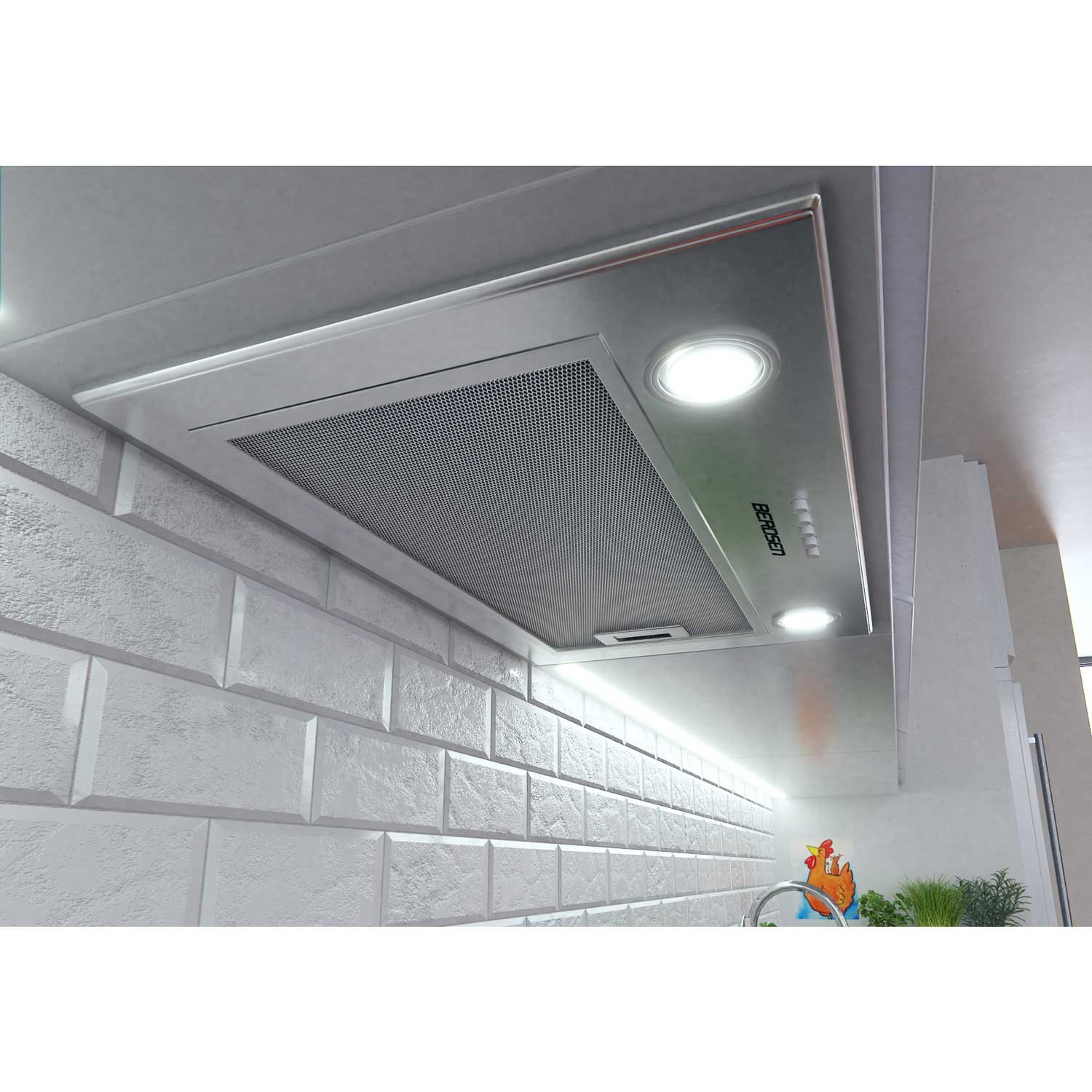 Köögikapi alla paigaldatav õhupuhasti 60 cm roostevaba teras BE-50 - Image 6