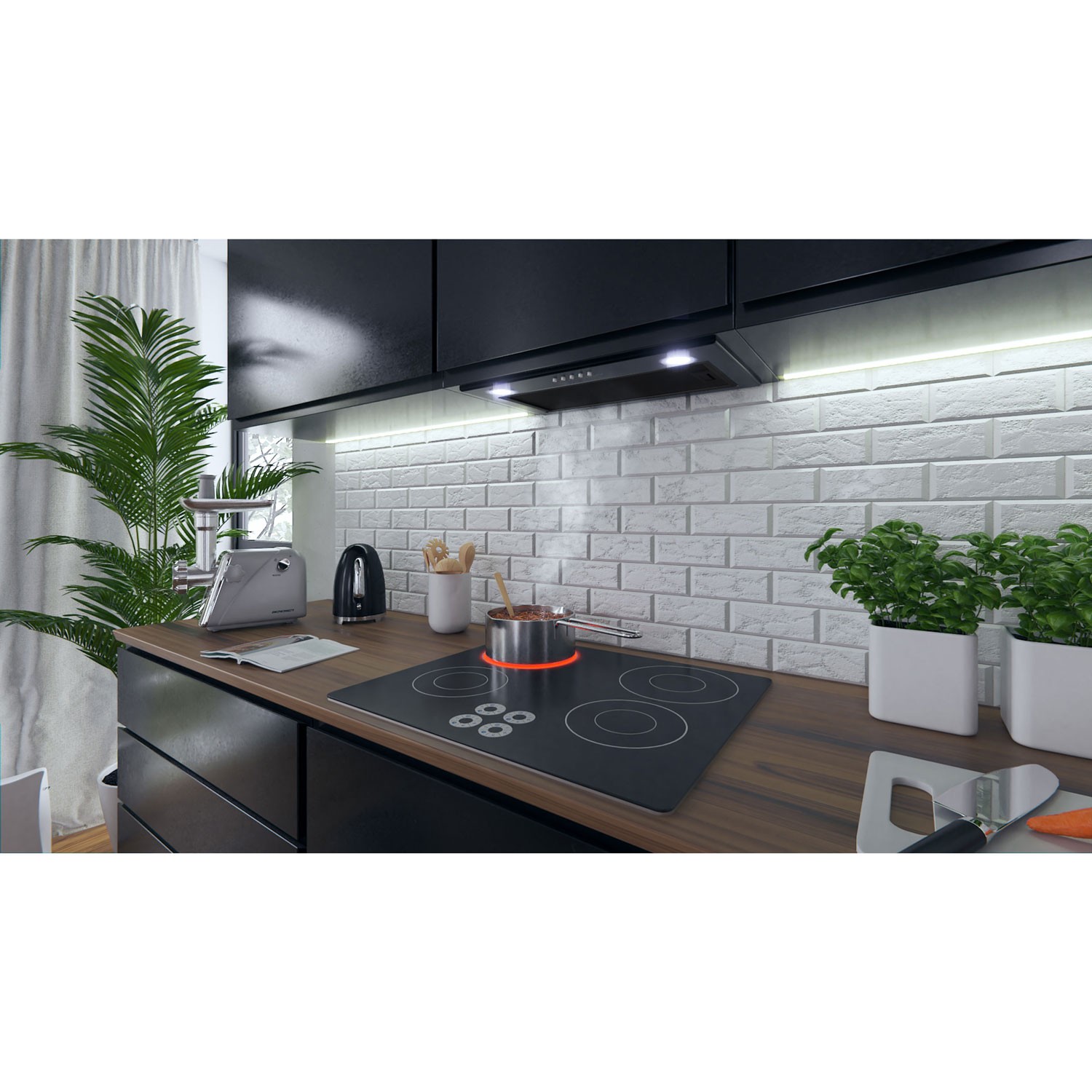 Köögikapi alla paigaldatav õhupuhasti 60 cm must BE-50 - Image 4