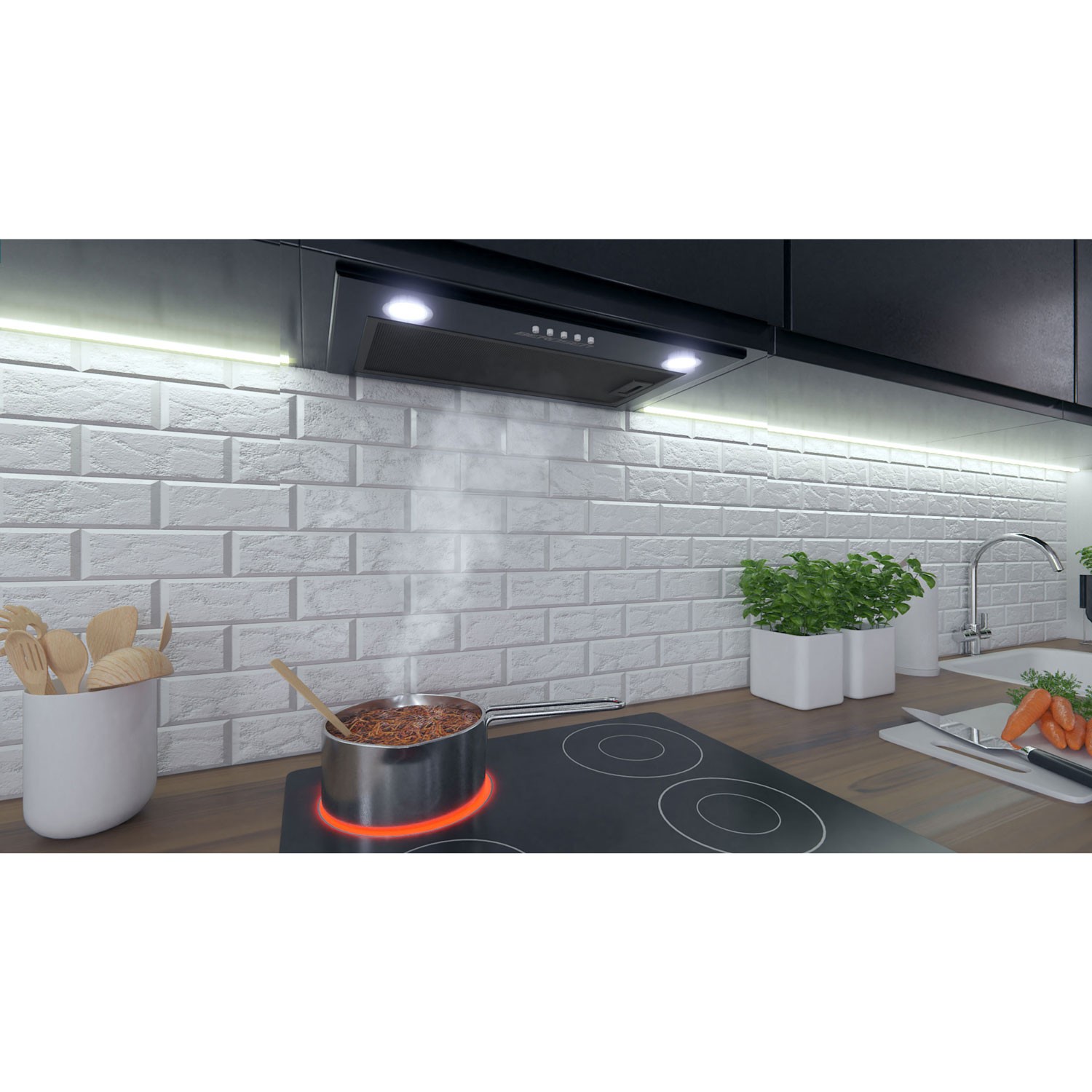 Köögikapi alla paigaldatav õhupuhasti 60 cm must BE-50 - Image 6