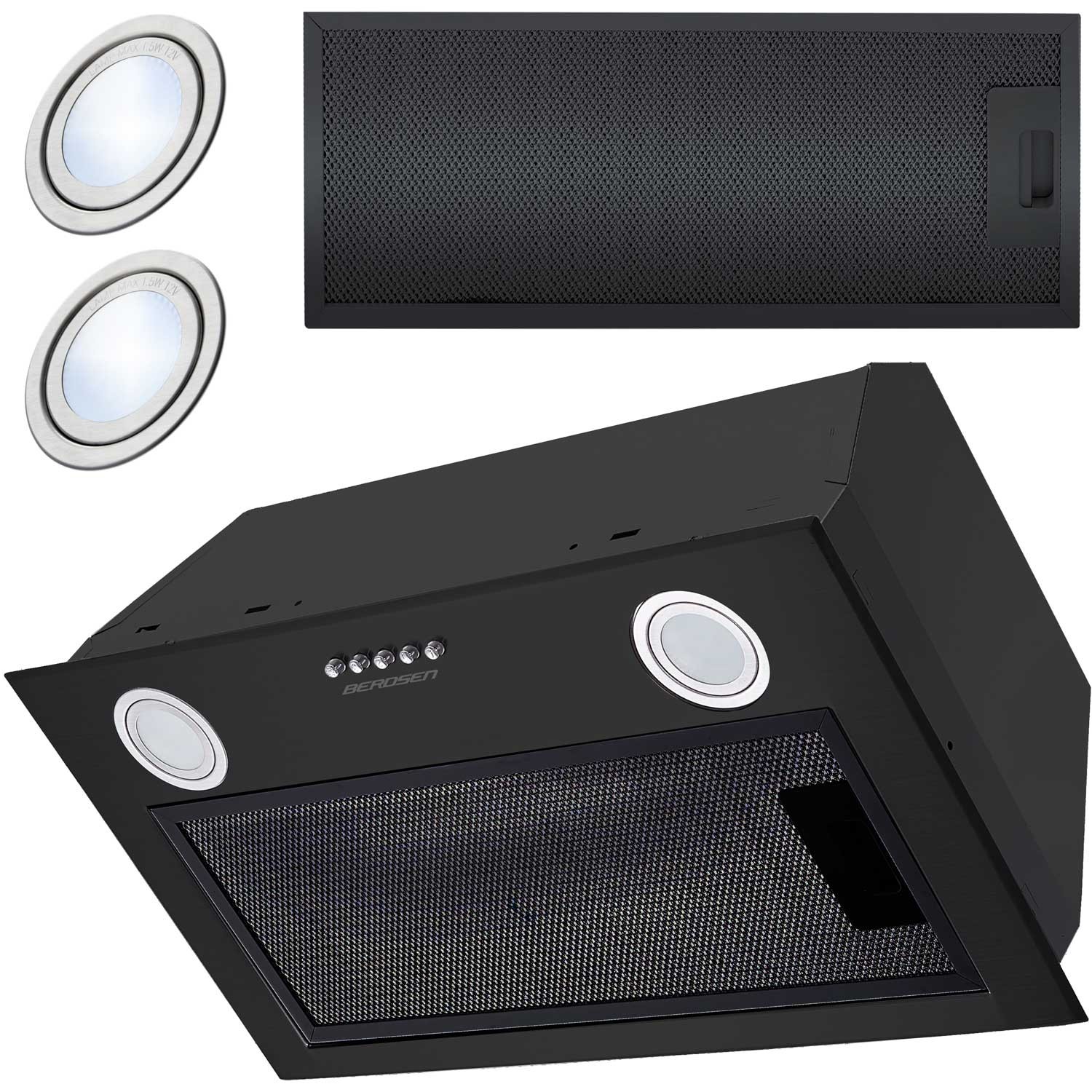 Köögikapi alla paigaldatav õhupuhasti 60 cm must BE-50