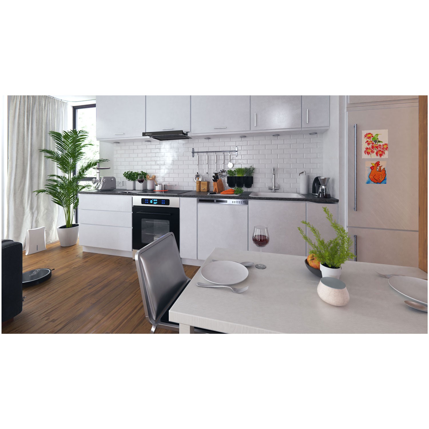 Köögikapi alla paigaldatav õhupuhasti - 60 cm Berdsen BE-60-LW must - Image 6