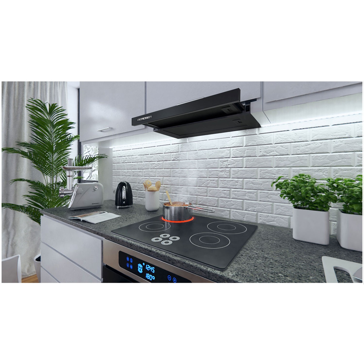 Köögikapi alla paigaldatav õhupuhasti - 60 cm Berdsen BE-60-LW must - Image 7