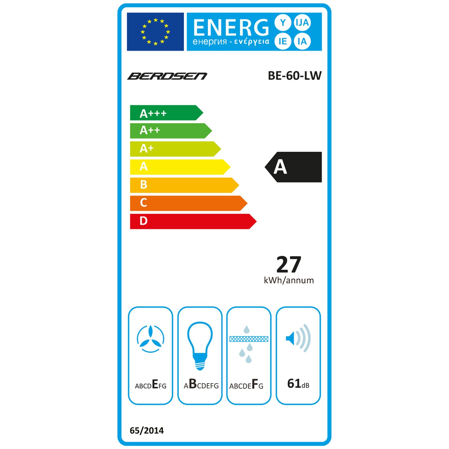 Köögikapi alla paigaldatav õhupuhasti - 60 cm Berdsen BE-60-LW must - Image 10