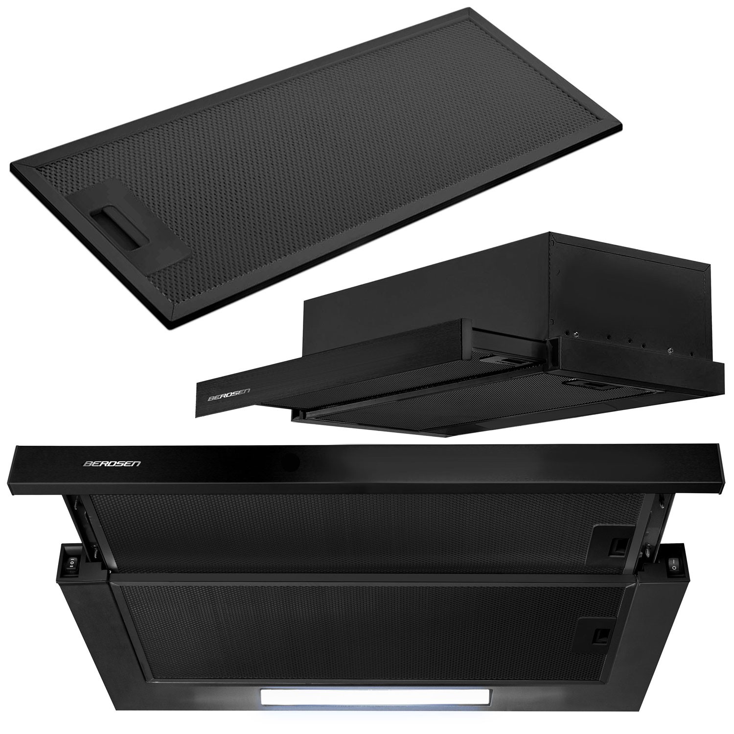 Köögikapi alla paigaldatav õhupuhasti - 60 cm Berdsen BE-60-LW must