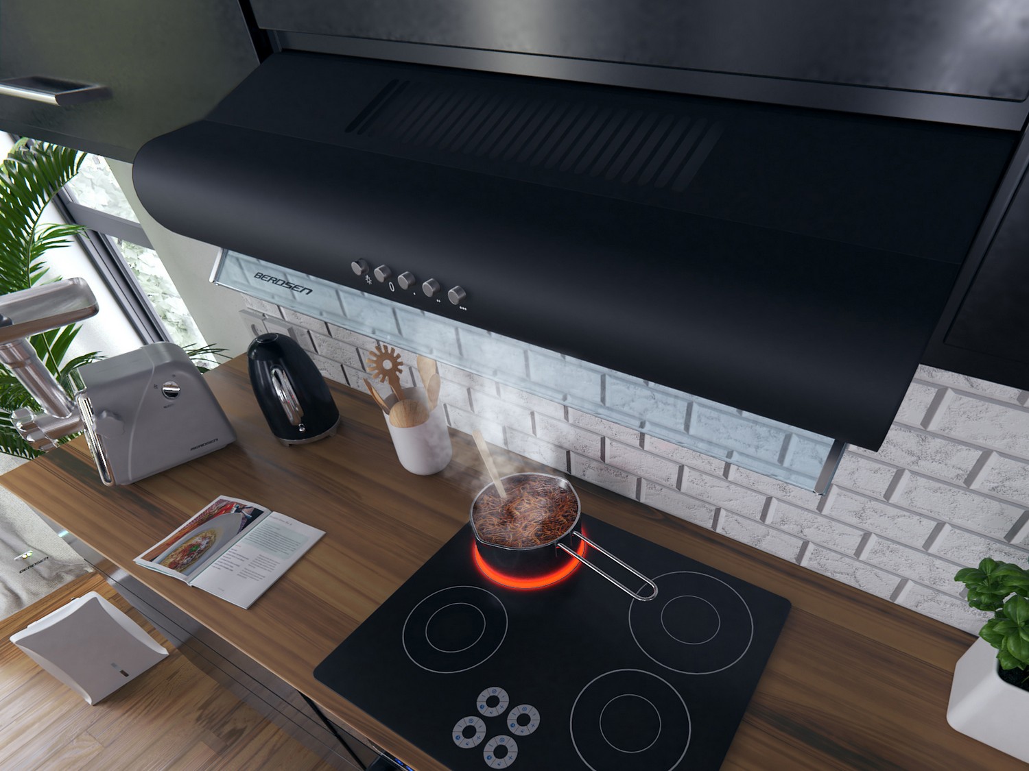 Köögikapi alla paigaldatav õhupuhasti - 60 cm neelava õhuga Berdsen BE-10-A must - Image 7