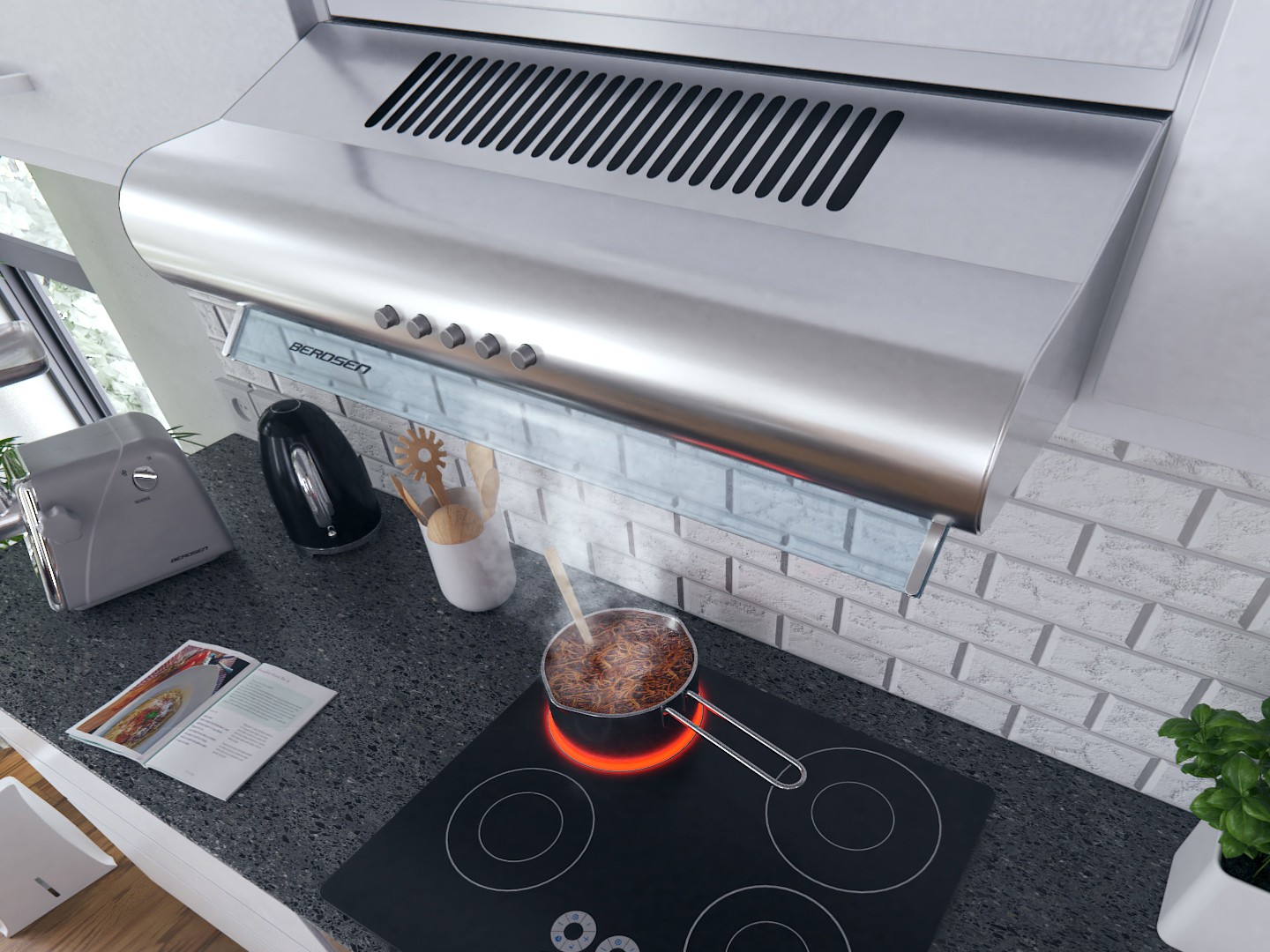 Köögikapi alla paigaldatav õhupuhasti - 50 cm neelava õhuga Berdsen BE-10-A INOX - Image 5