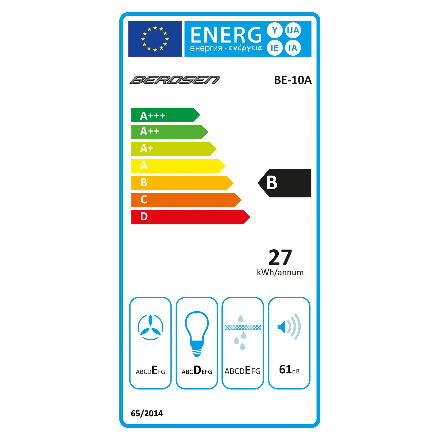 Köögikapi alla paigaldatav õhupuhasti - 50 cm neelava õhuga Berdsen BE-10-A valge - Image 7