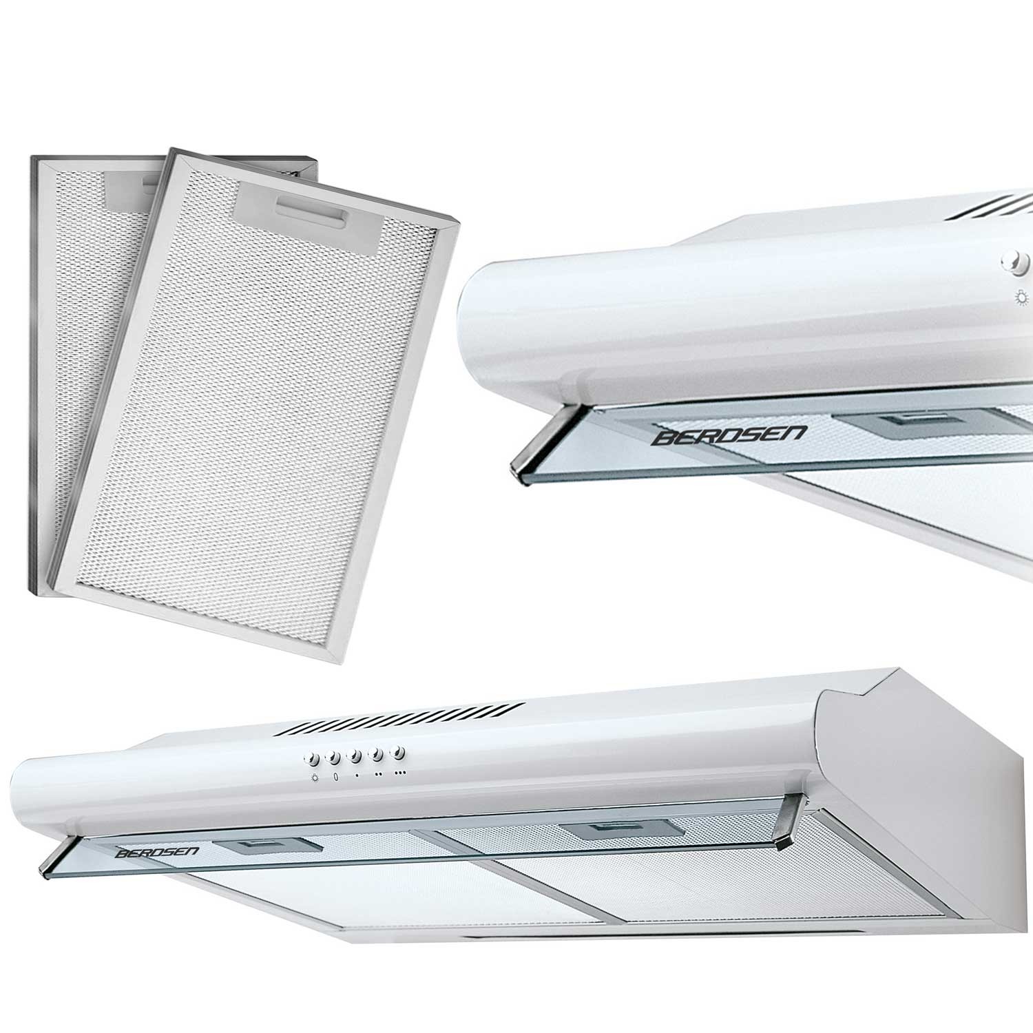 Köögikapi alla paigaldatav õhupuhasti - 60 cm neelava Berdsen BE-10-A valge