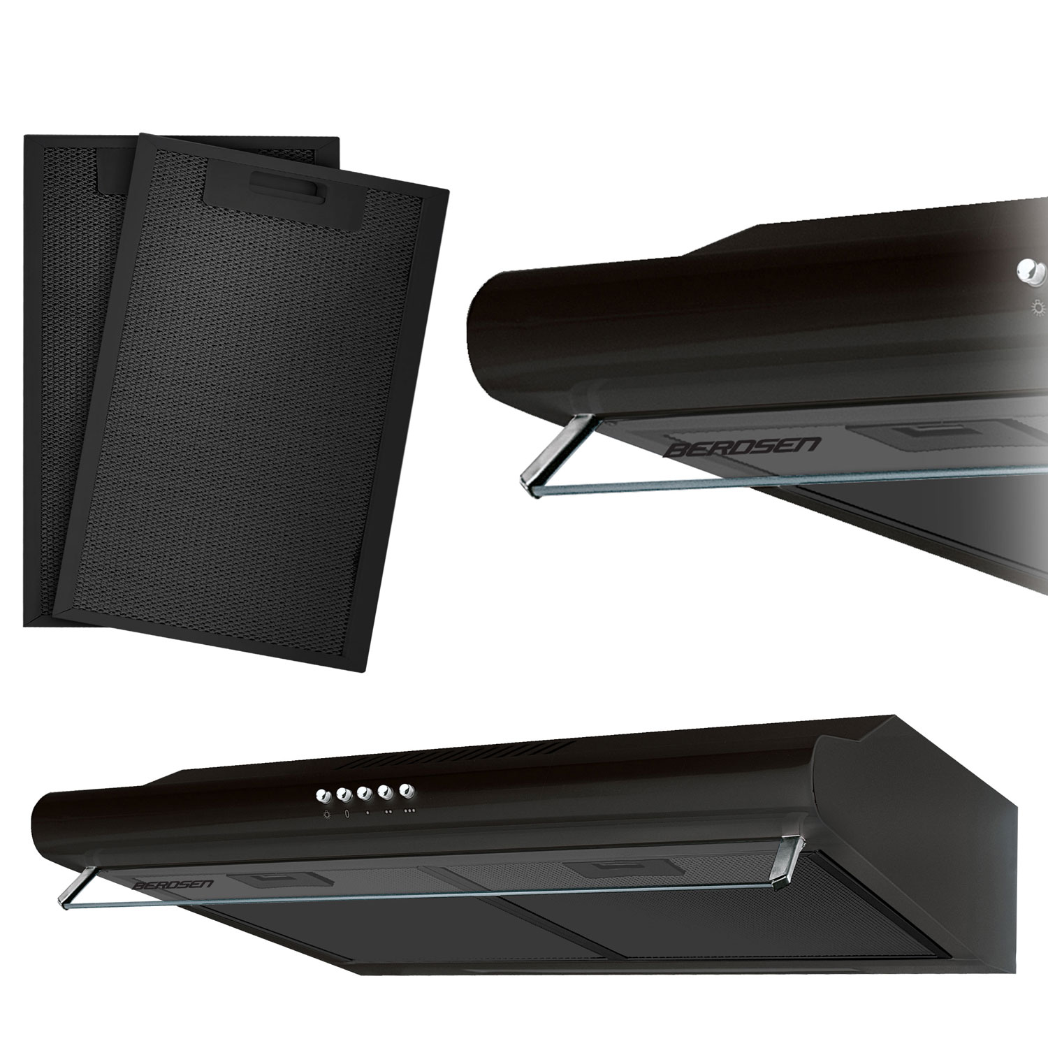 Köögikapi alla paigaldatav õhupuhasti - 60 cm neelava õhuga Berdsen BE-10-A must