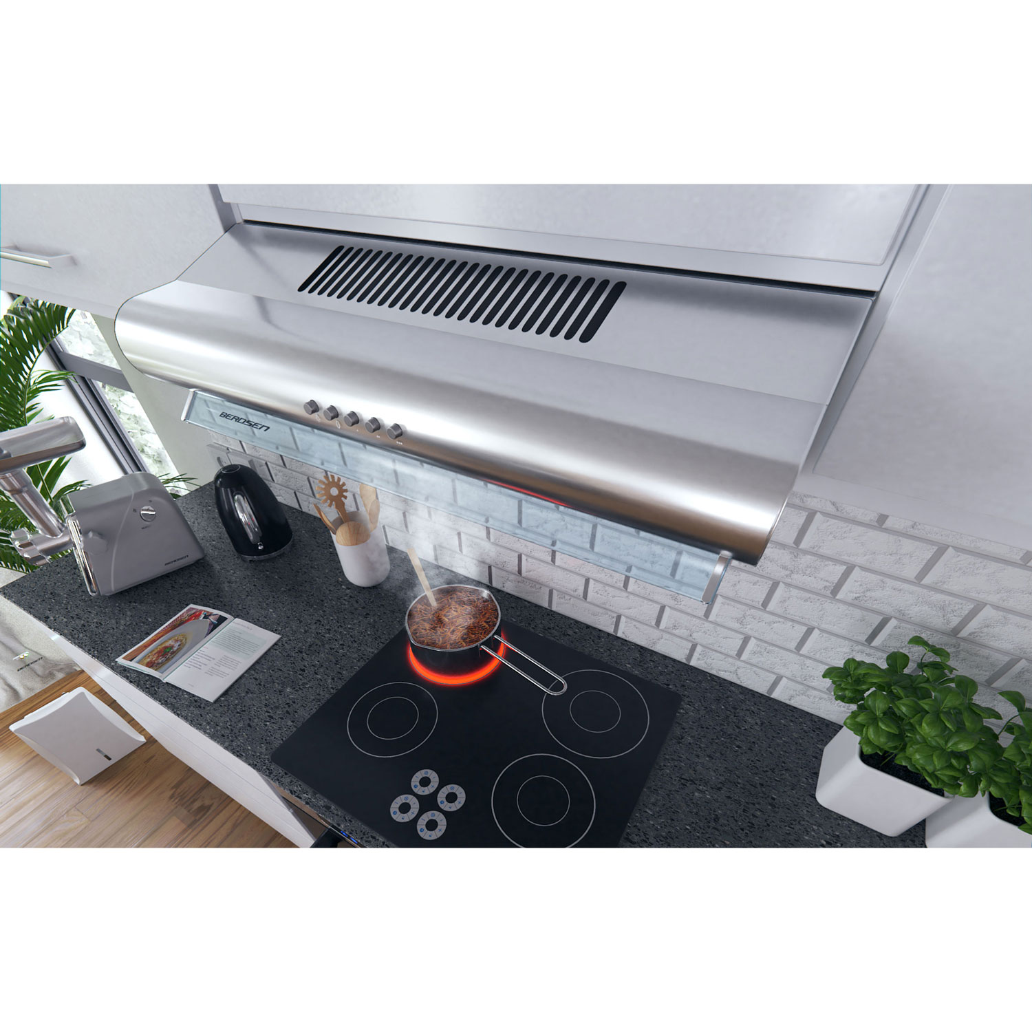 Köögikapi alla paigaldatav õhupuhasti - 60 cm neelur Berdsen BE-10-A INOX - Image 6