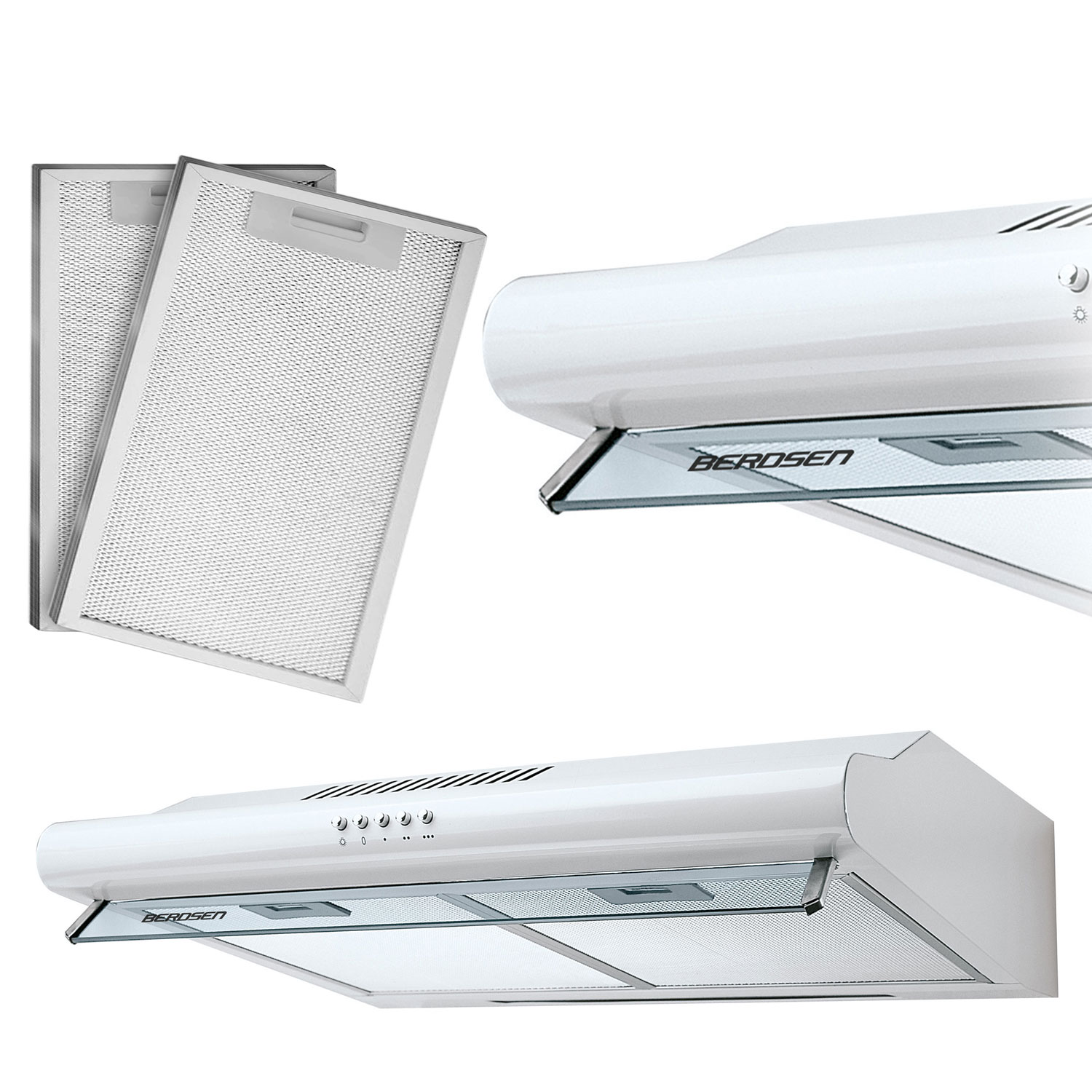 Köögikapi alla paigaldatav õhupuhasti - 60 cm neelava Berdsen BE-10-A valge