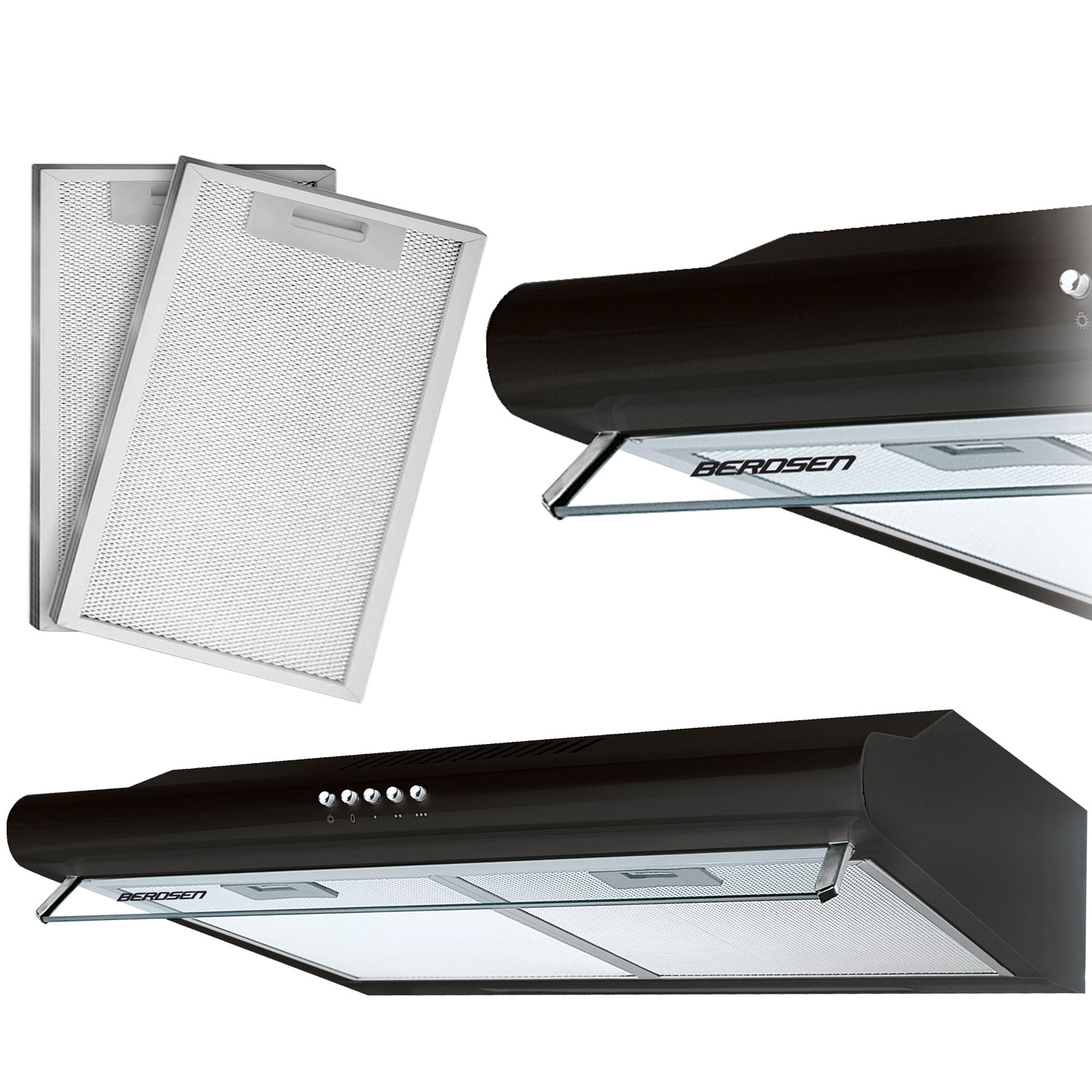 Köögikapi alla paigaldatav õhupuhasti - 60 cm neelava õhuga Berdsen BE-10-A must