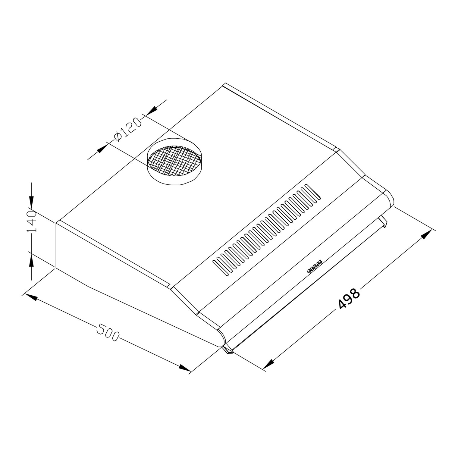 Köögikapi alla paigaldatav õhupuhasti - 50 cm neelava õhuga Berdsen BE-10-A INOX - Image 6