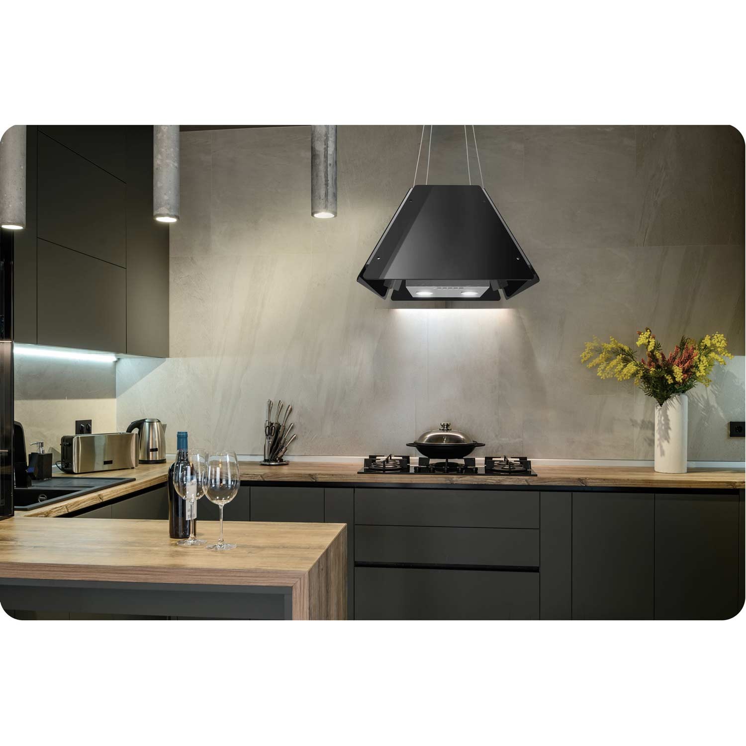 Klaasist köögikubu rippuv 60cm must BT-222 - Image 7