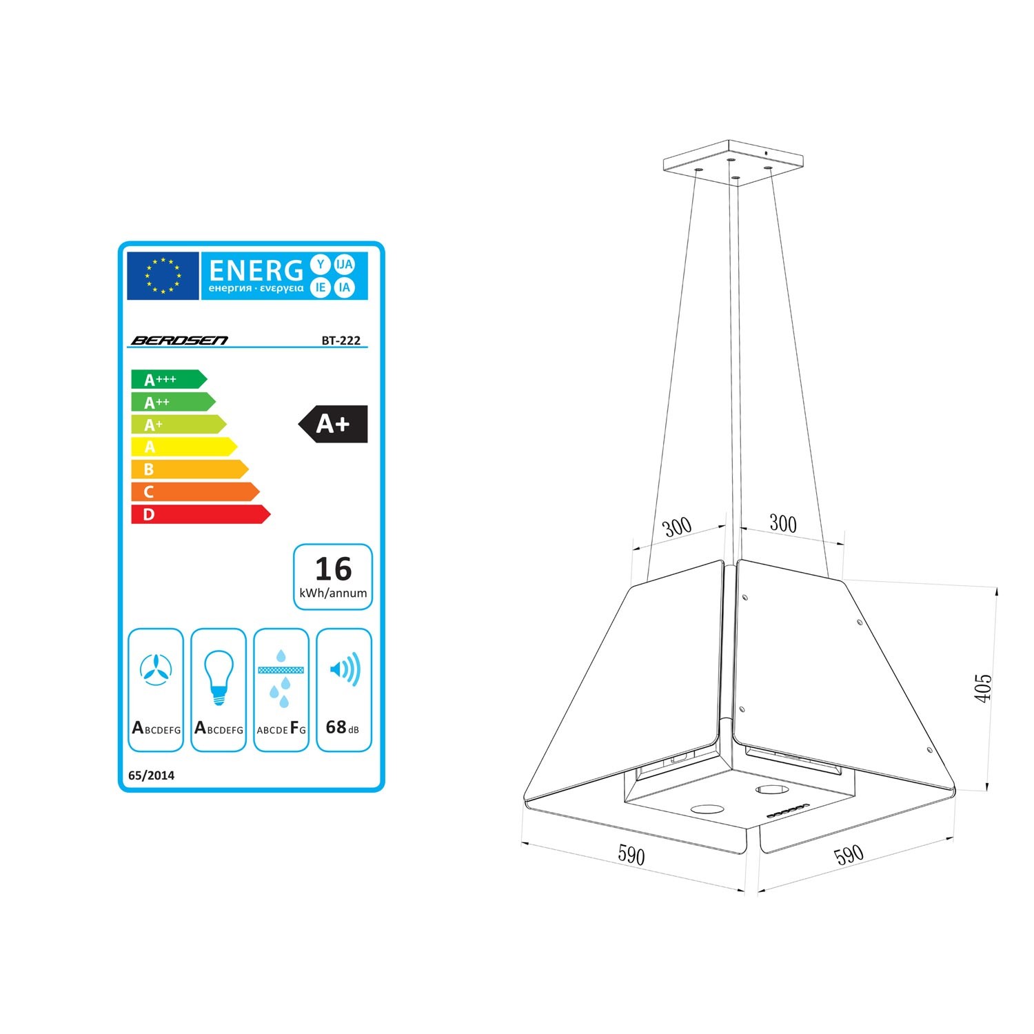 Klaasist köögikubu rippuv 60cm must BT-222 - Image 11