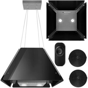 Klaasist köögikubu rippuv 60cm must BT-222