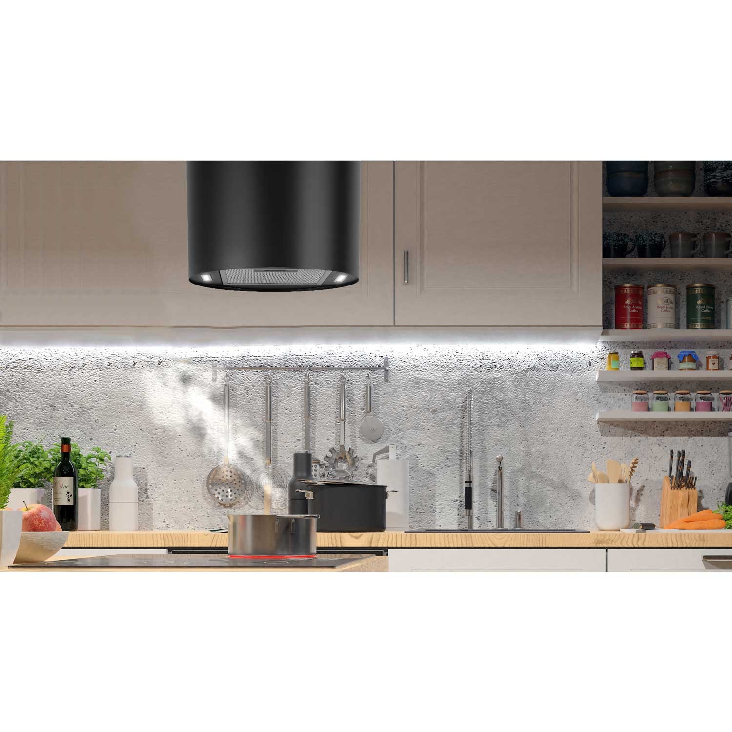 Seinale riputatav köögikubu 35cm must BT-227 - Image 5