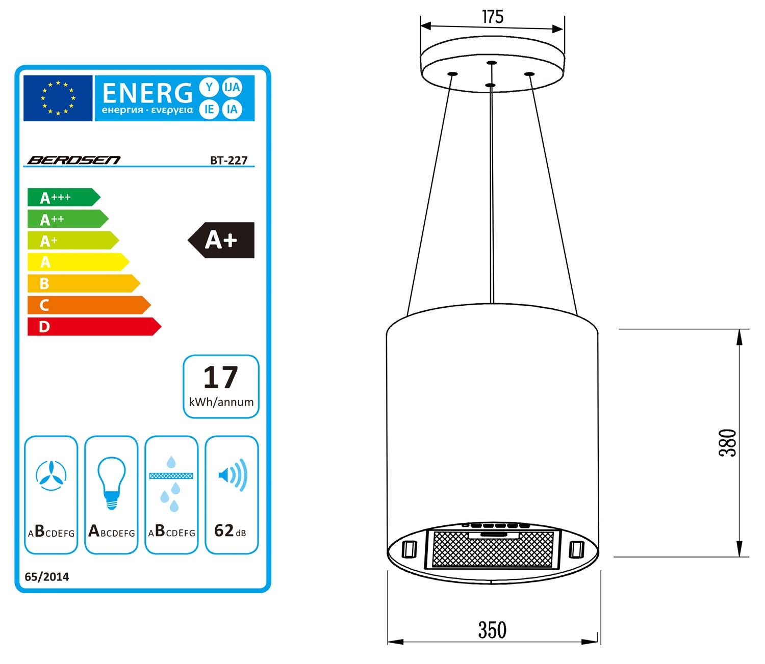 Seinale riputatav köögikubu 35cm must BT-227 - Image 9