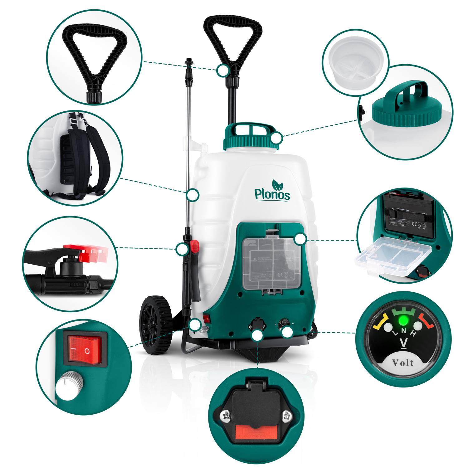 Plonos PL-600 akutoitel pihusti käruga - Image 3