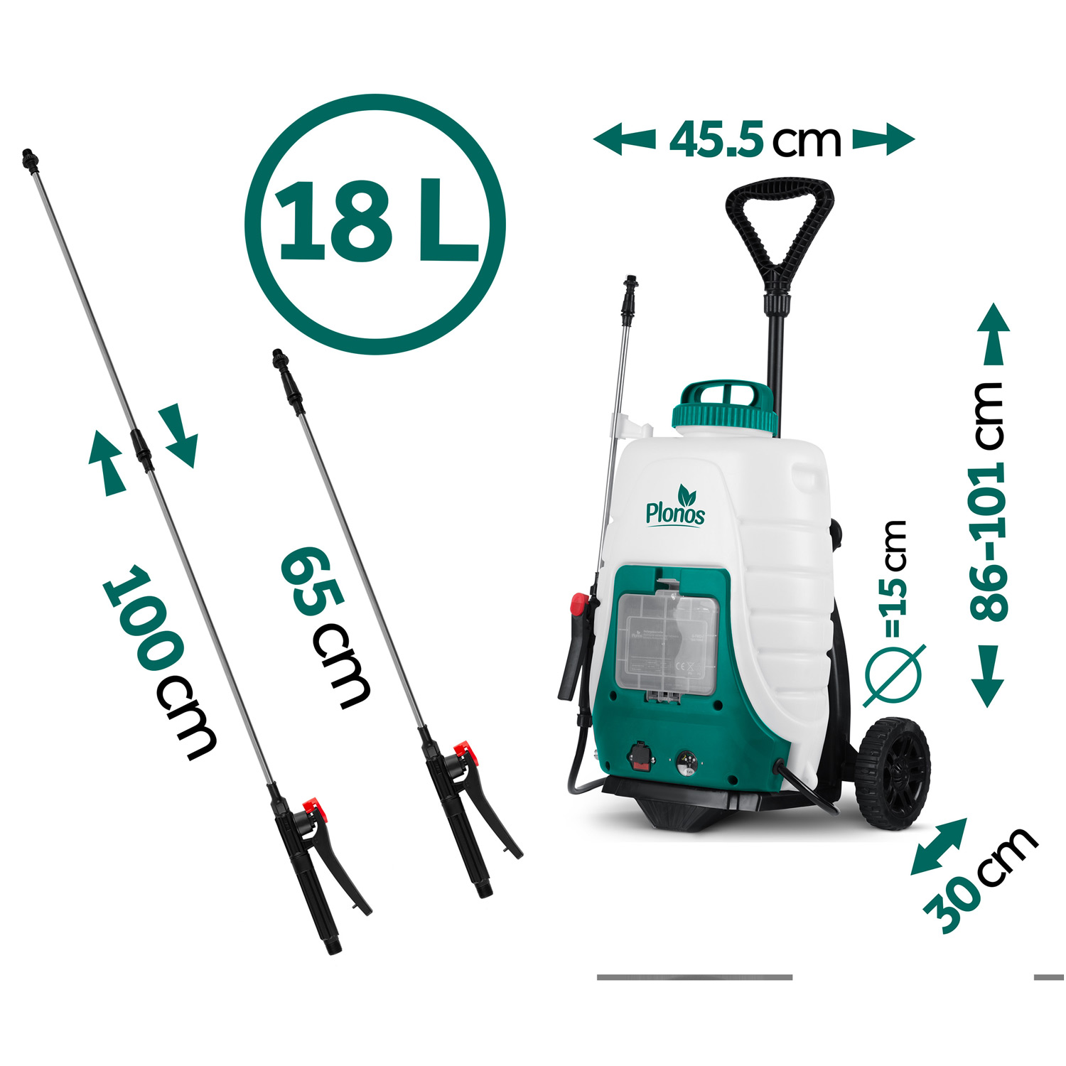 Plonos PL-600 akutoitel pihusti käruga - Image 4