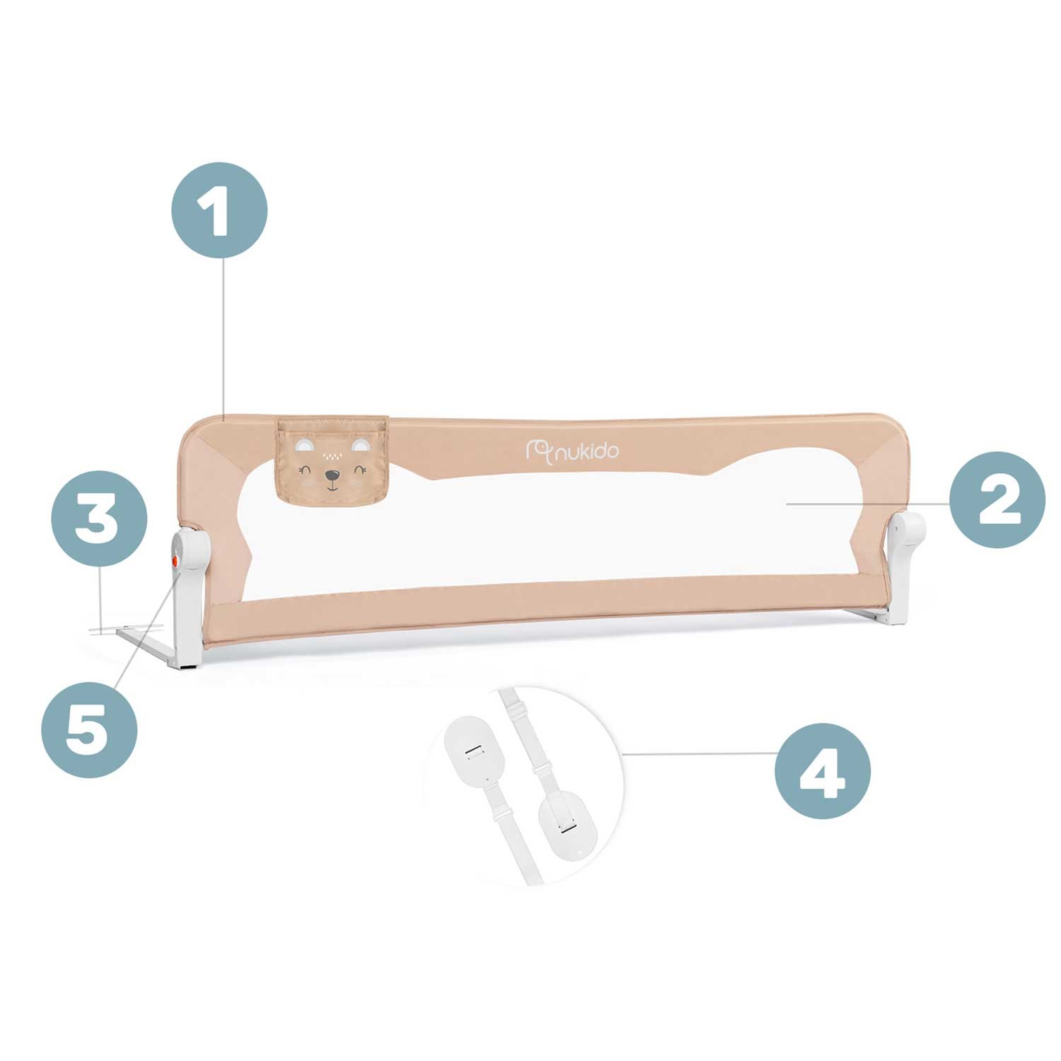 Voodipiire 150 x 42 x 35 cm Nukido beež - Image 7