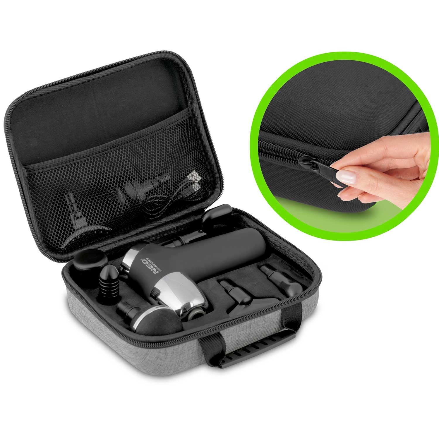 Kehamassaažipüstol 8 otsikuga NS-500 Neo-sport must - Image 5