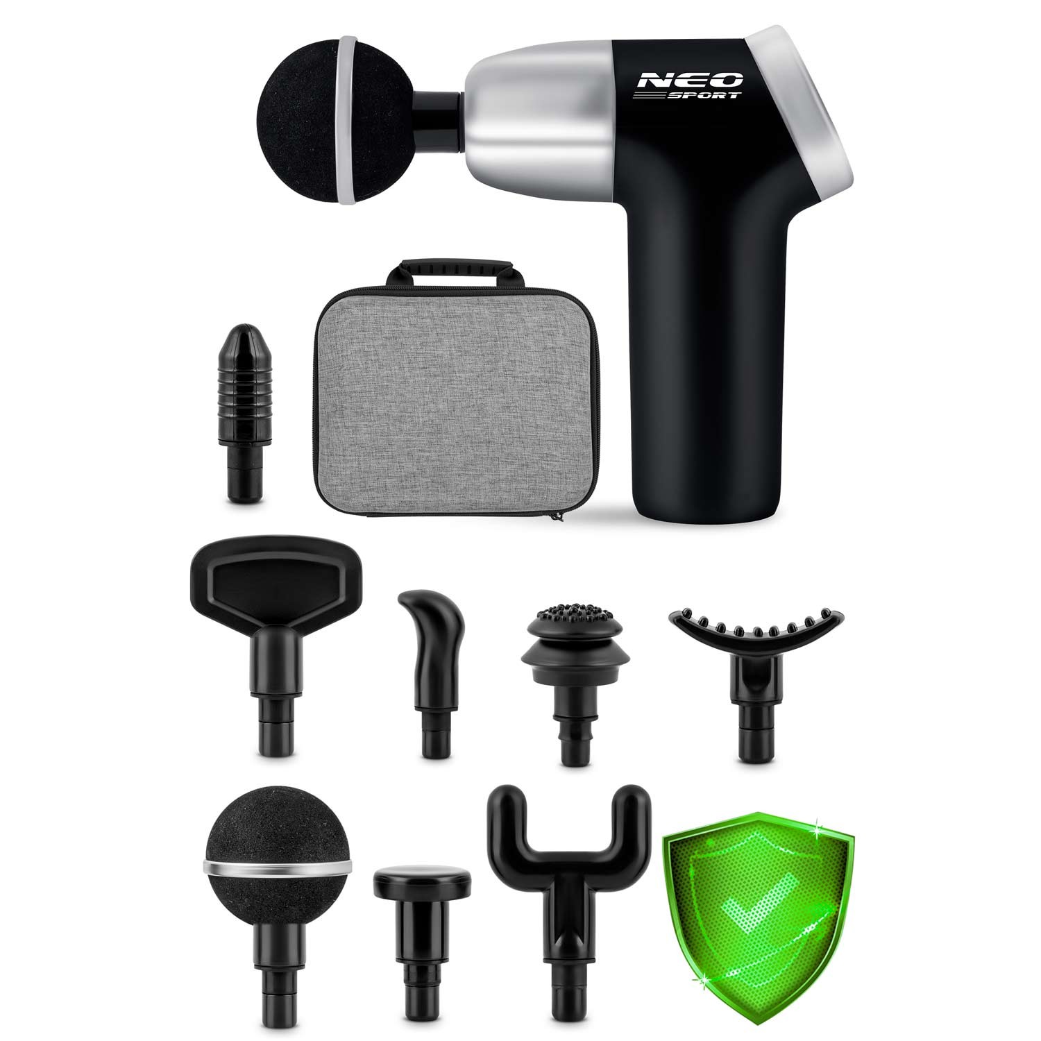 Kehamassaažipüstol 8 otsikuga NS-500 Neo-sport must - Image 10