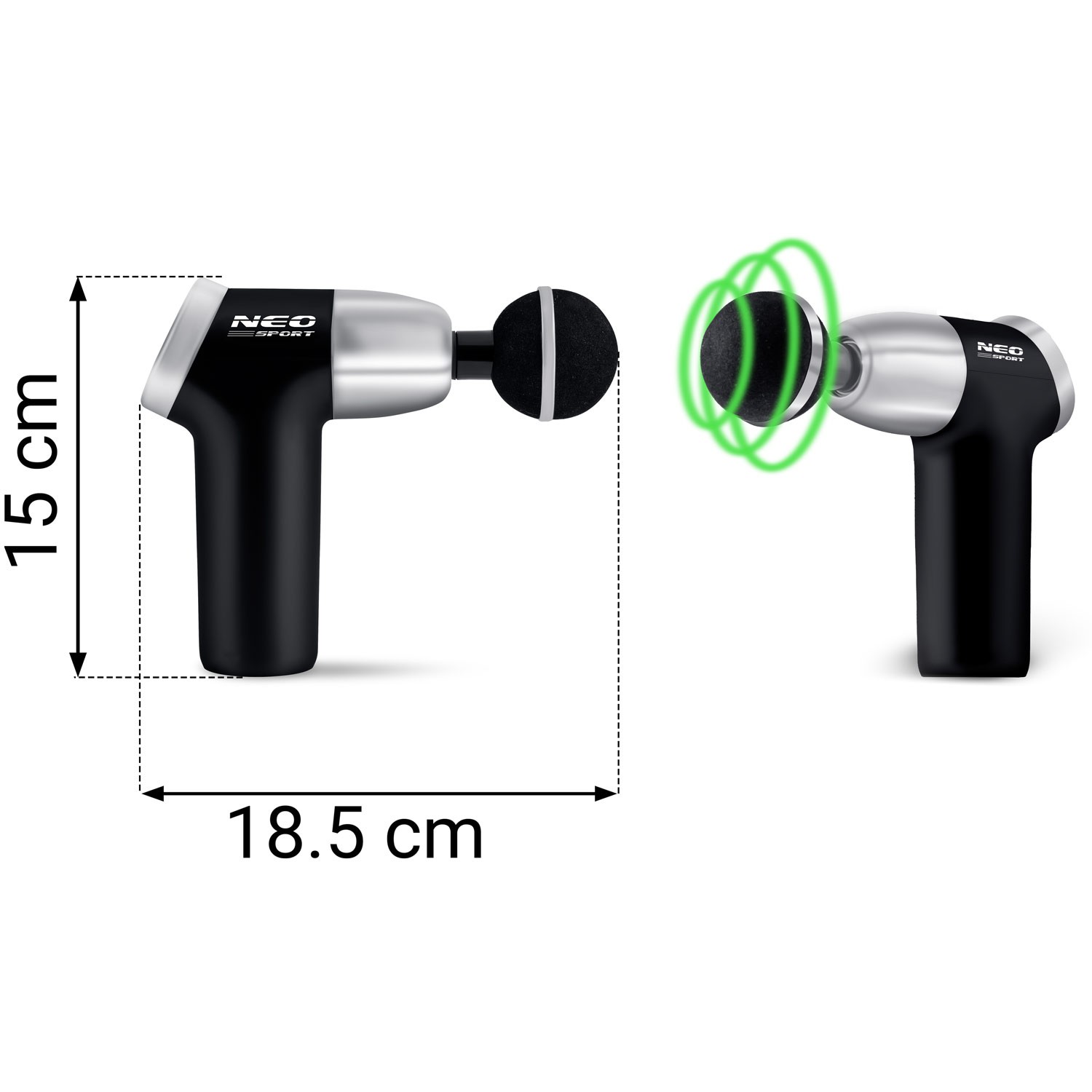 Kehamassaažipüstol 8 otsikuga NS-500 Neo-sport must - Image 11