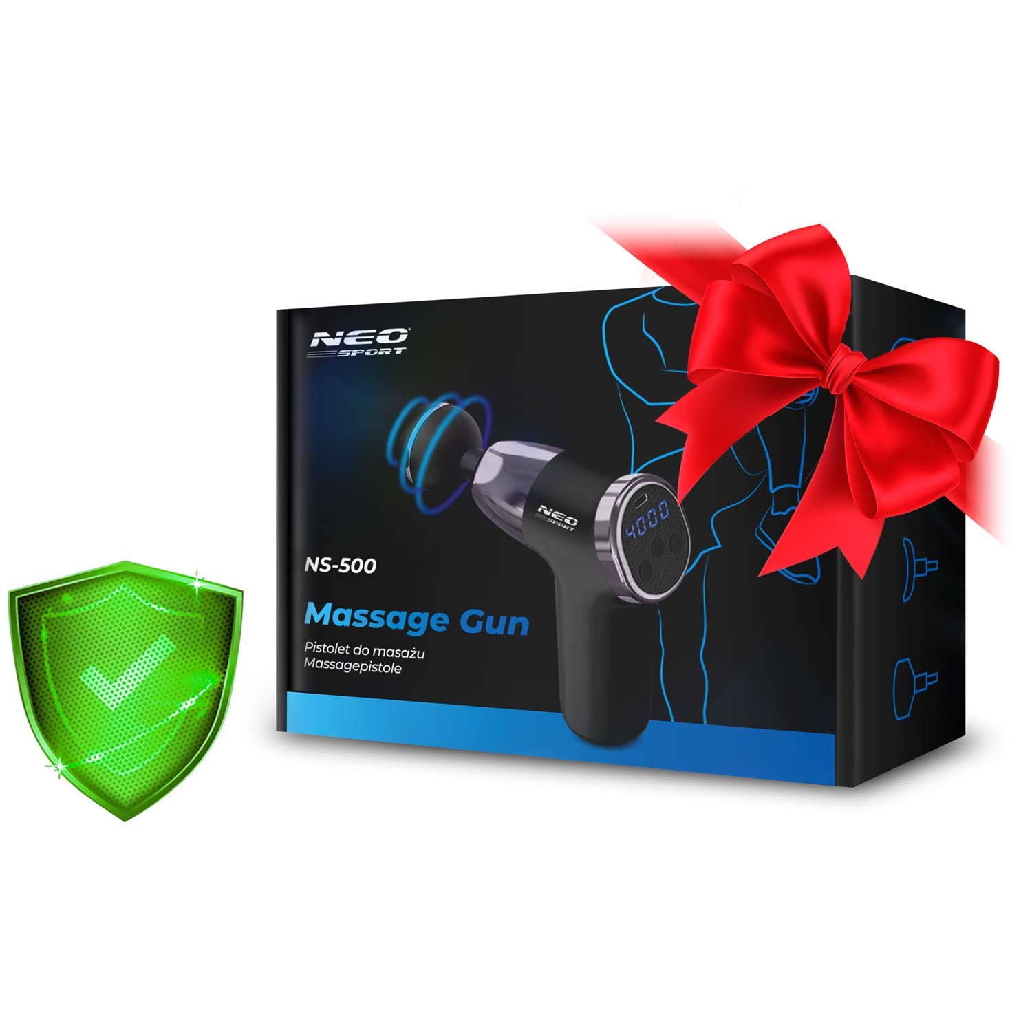Kehamassaažipüstol 8 otsikuga NS-500 Neo-sport must - Image 13