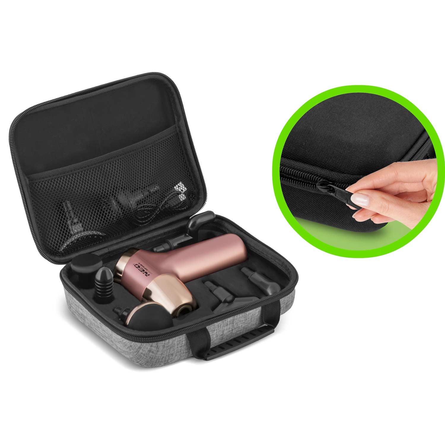 Massaažipüstol 8 otsikuga NS-500 Neo-sport roosa - Image 8