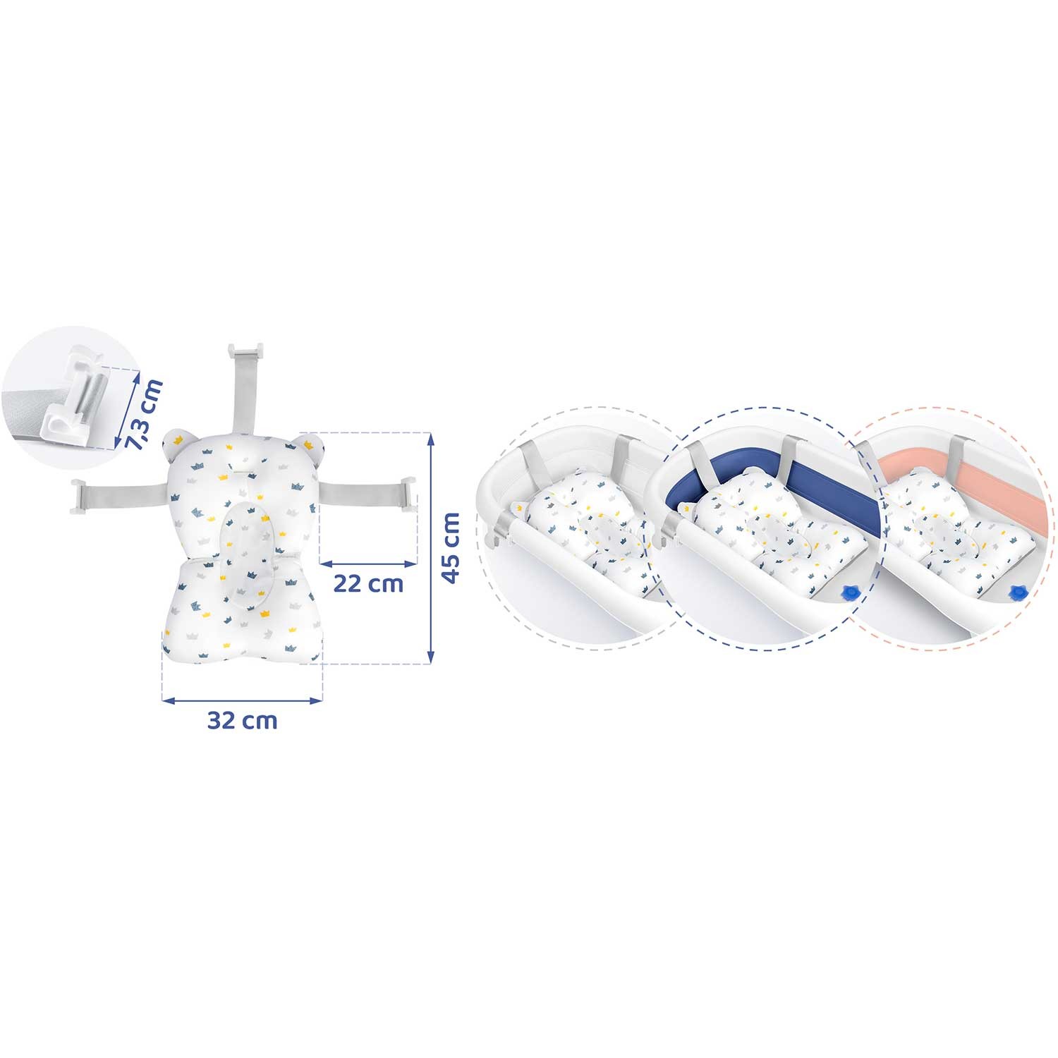Ricokidsi beebivanni padi, valge ja sinine - Image 4