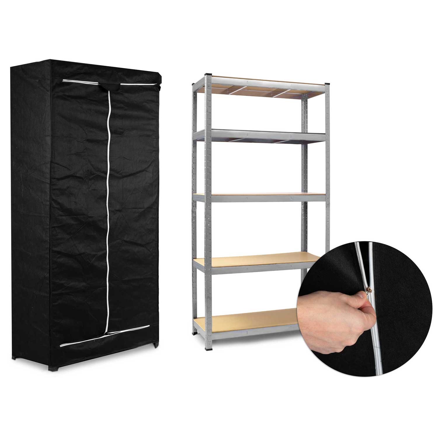 Riiuli kaitsekate 180 x 90 x 40 cm must - Image 4