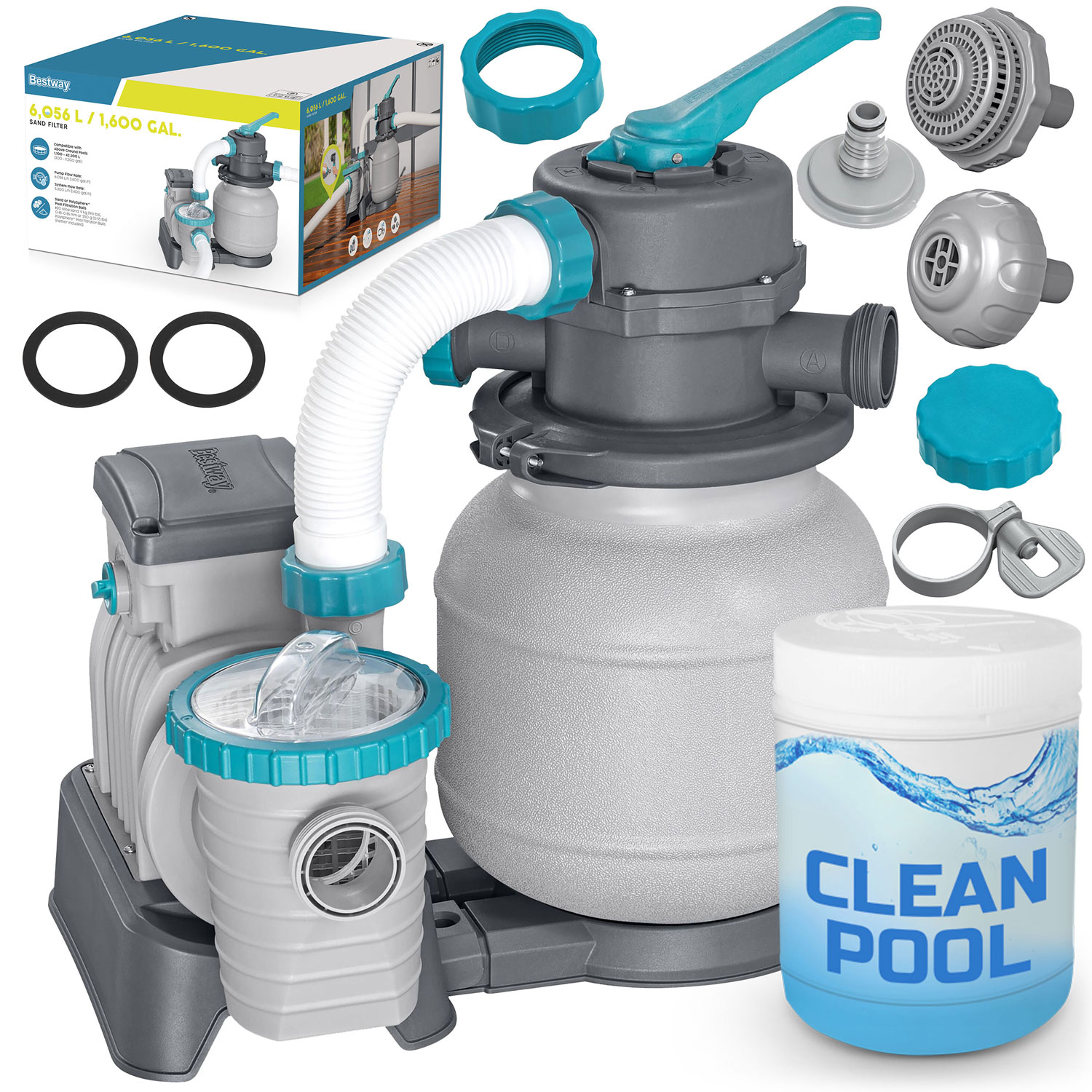 Liivafiltripump basseinidele + multifunktsionaalsed tabletid 6056 l/h Bestway 58497