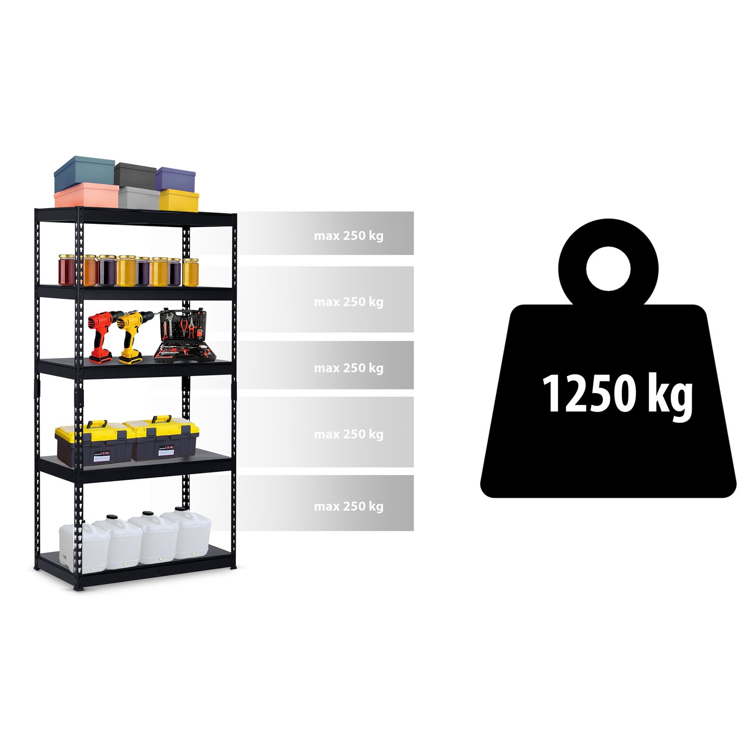 Metallist hoiuriiul 183 x 90 x 45 cm Humberg HR-700 must - Image 6