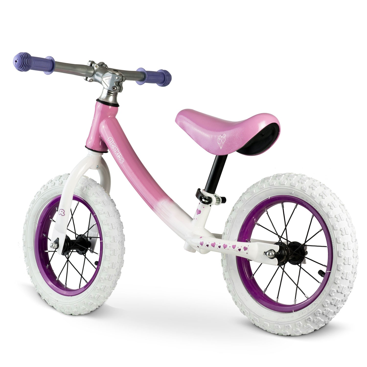 Ricokidsi laste tasakaaluratas, valge ja roosa - Image 4