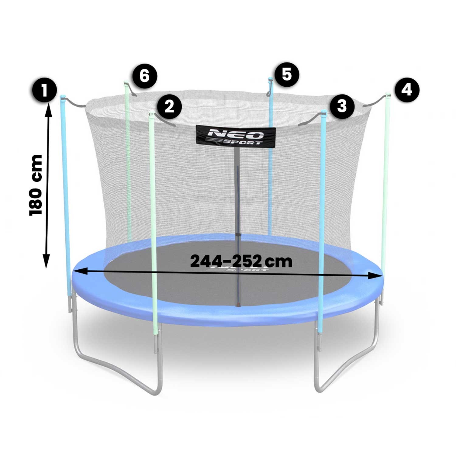 Neosport sisevõrk 252 cm 8 jalga 6 tk - Image 3
