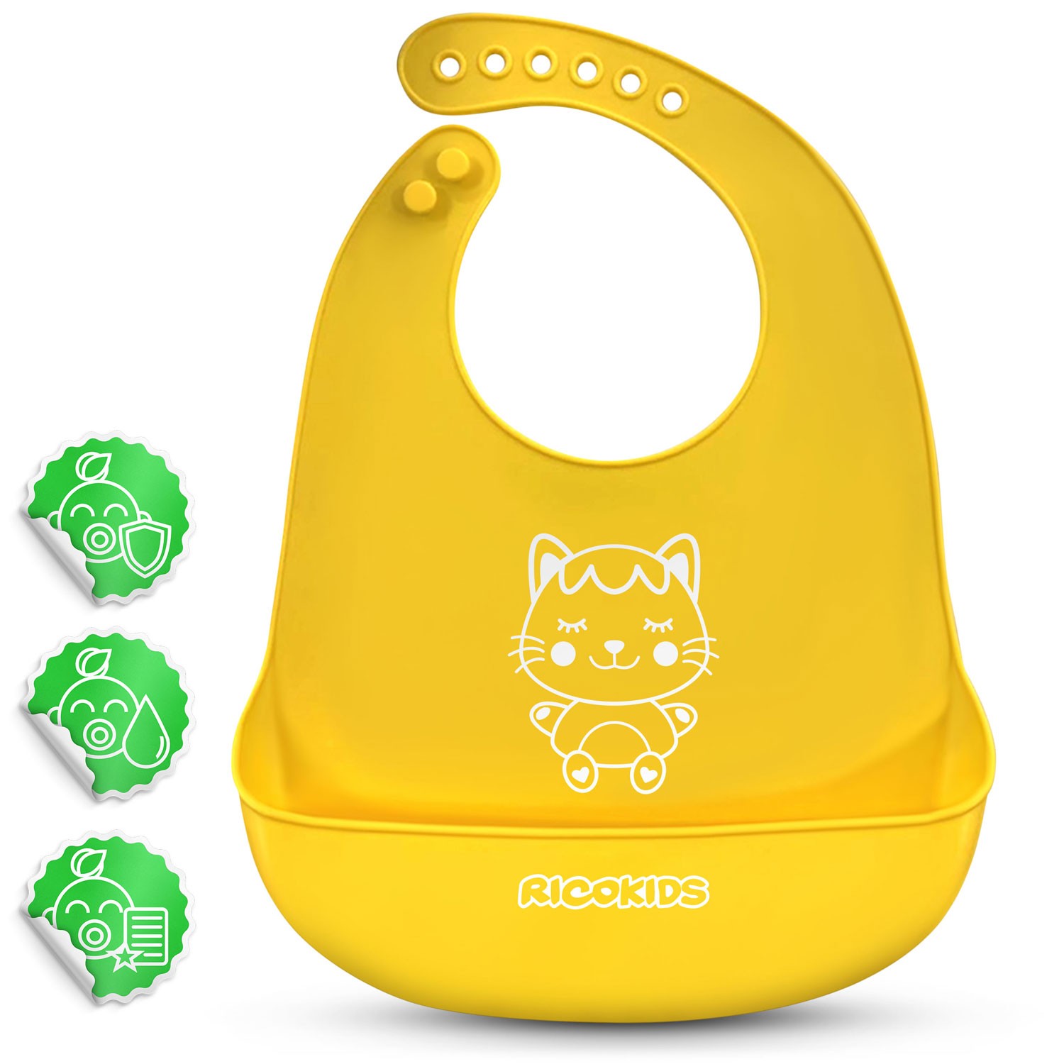 Ricokidsi silikoonist söötmisalus, kollane - Image 2