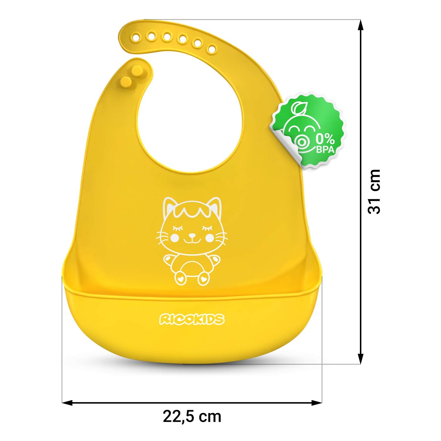 Ricokidsi silikoonist söötmisalus, kollane - Image 4