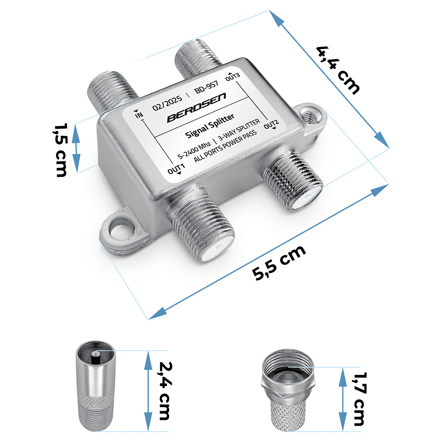 Passiivne antennijaotur 3 sisendiga 5–2400 MHz Berdsen BD-957 - Image 3