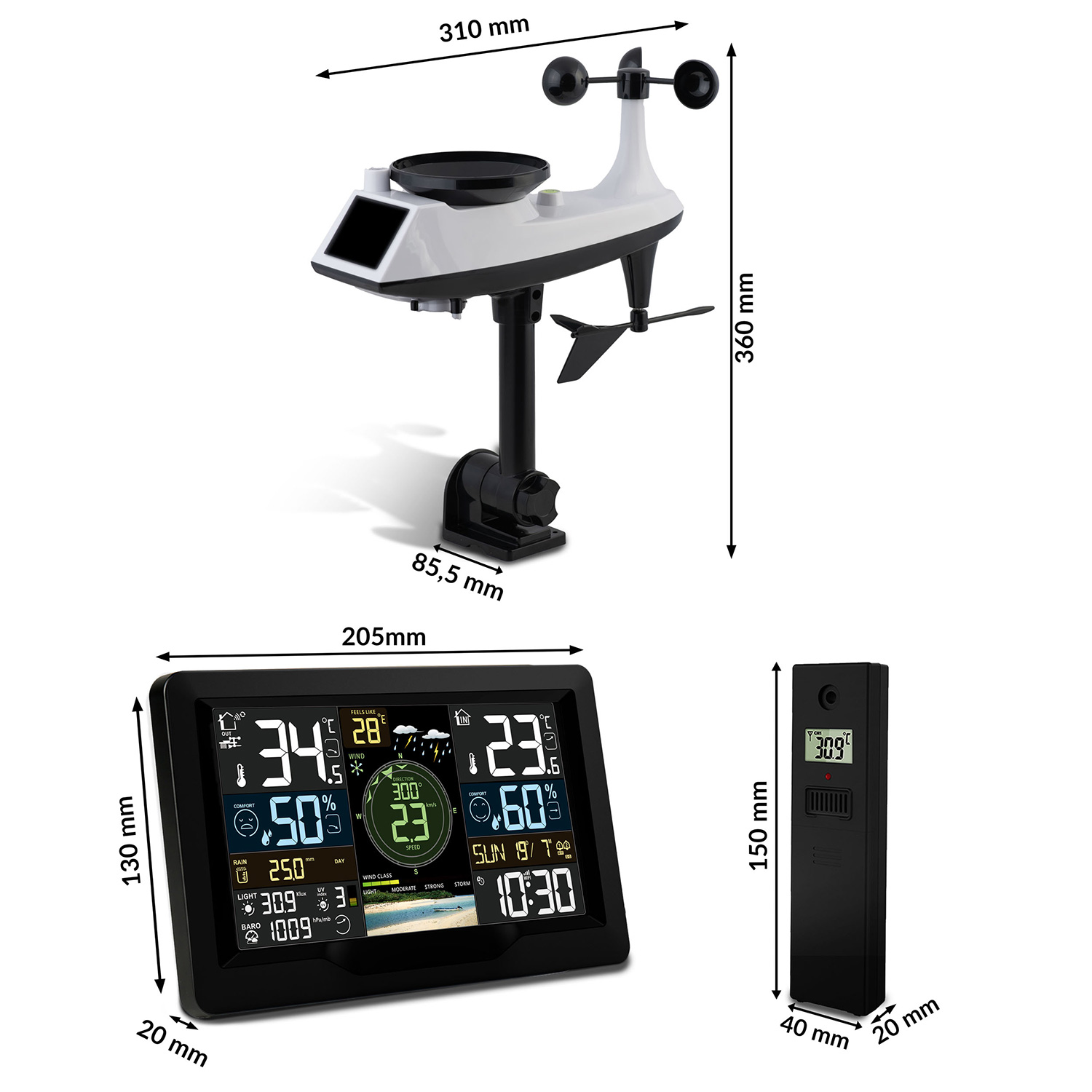 Ilmajaam tuule- ja vihmasensoriga BD-914 must - Image 4