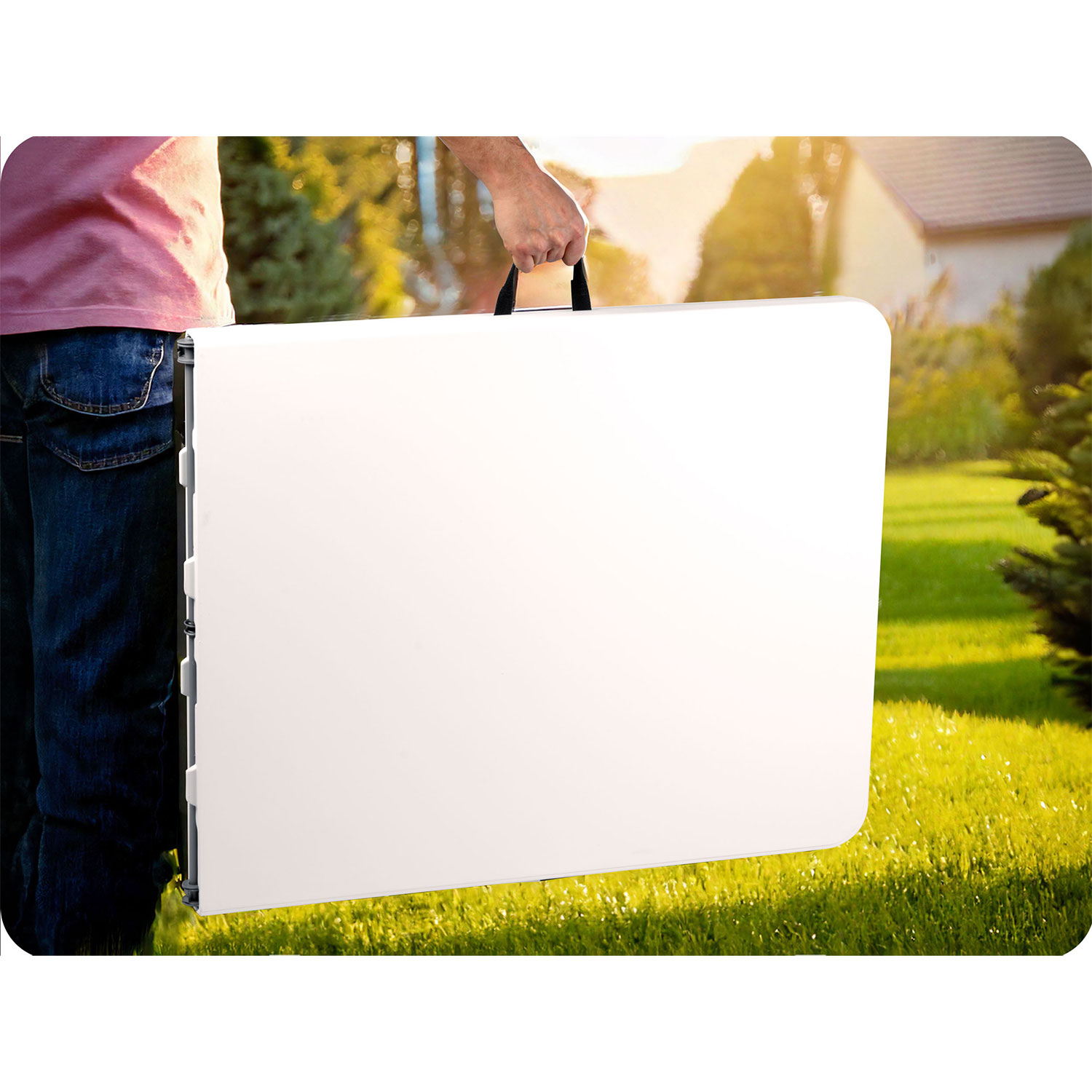 Kokkupandav aia toitlustuslaud 180 cm Plonos valge - Image 6