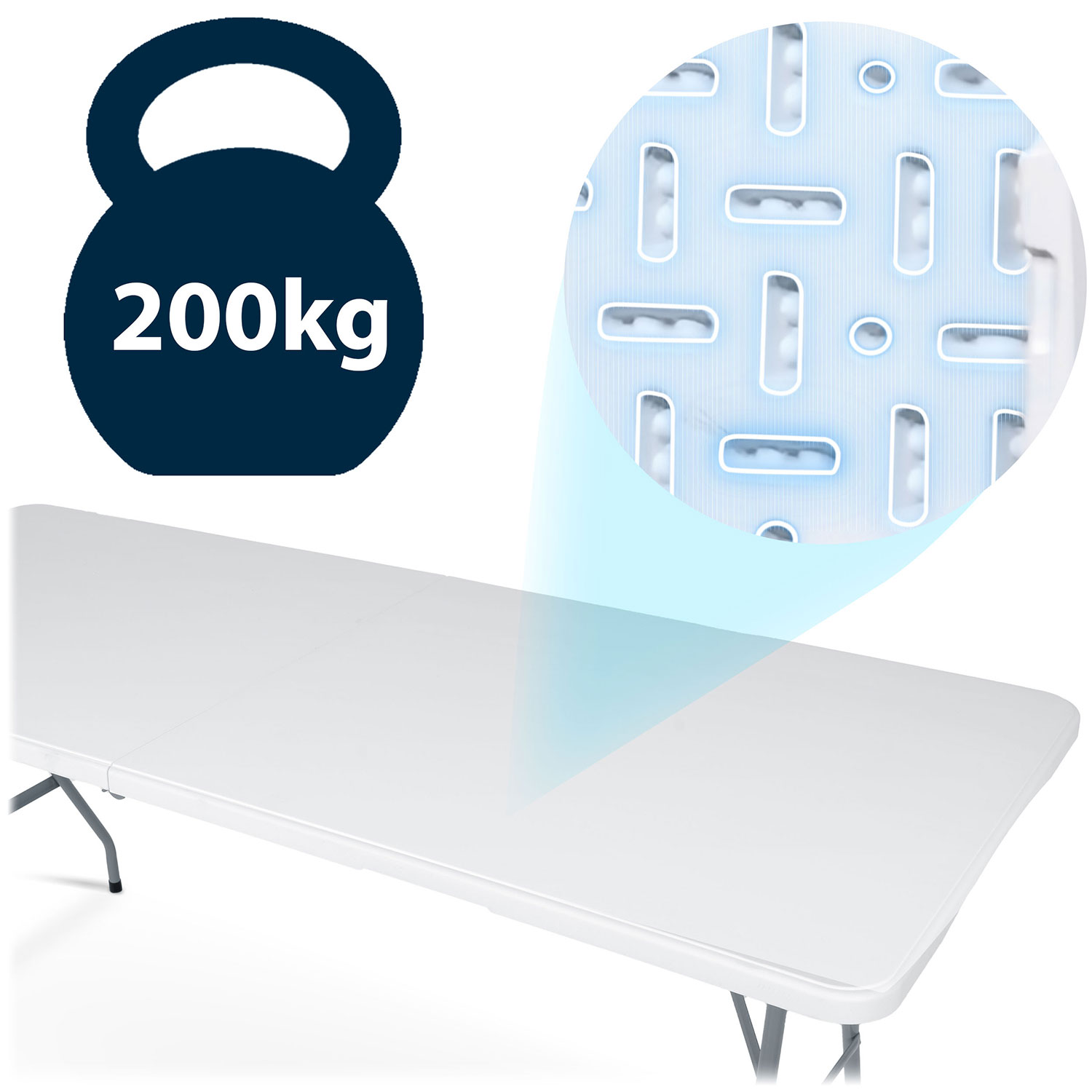 Kokkupandav aia toitlustuslaud 180 cm Plonos valge - Image 5