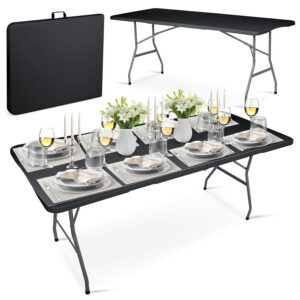 Kokkupandav aia toitlustuslaud 180 cm Plonos must