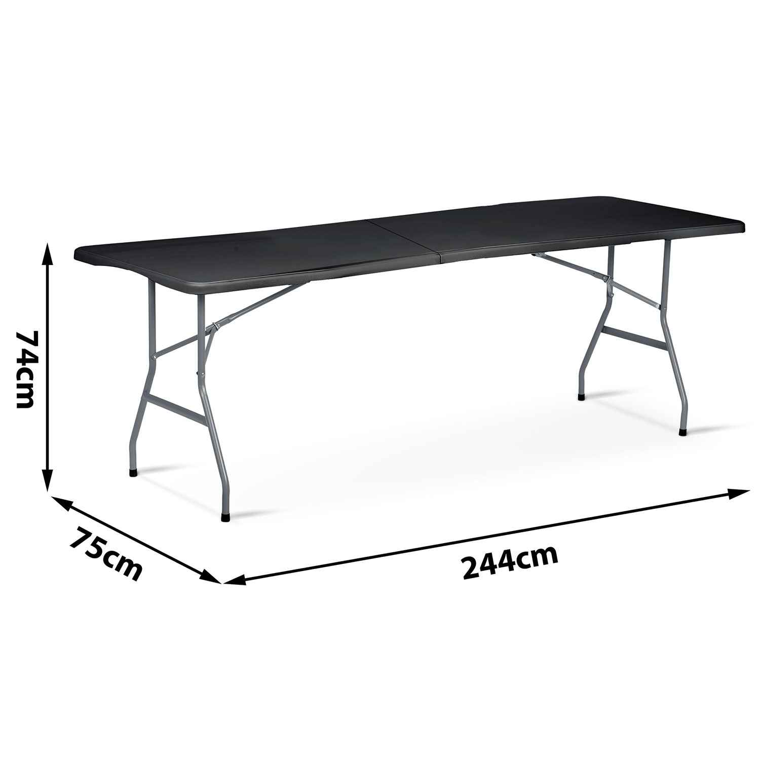 Kokkupandav aia toitlustuslaud 244 cm Plonos must - Image 5